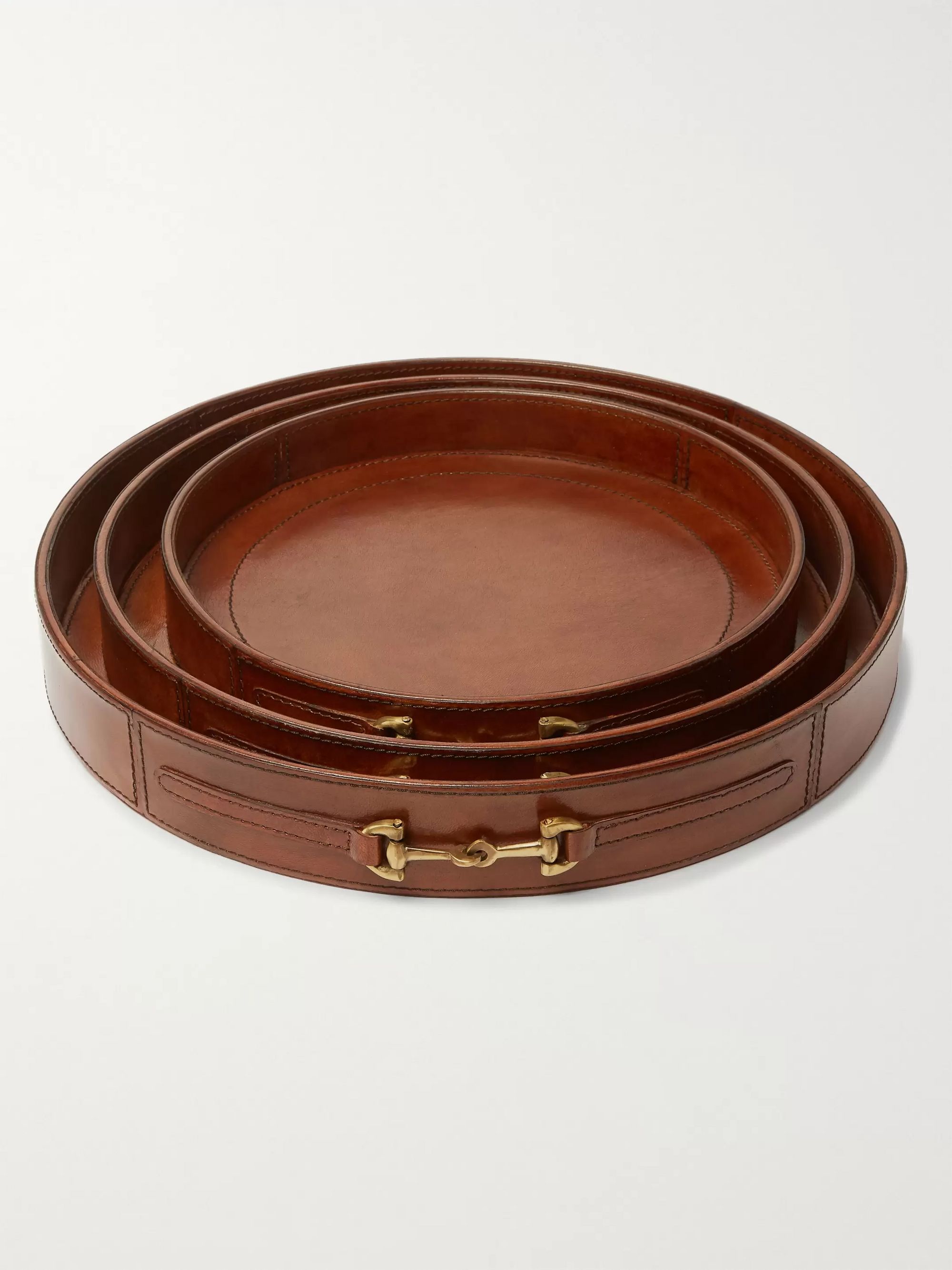 Brown Leather Tray Set Ben Soleimani, Brown Leather Tray