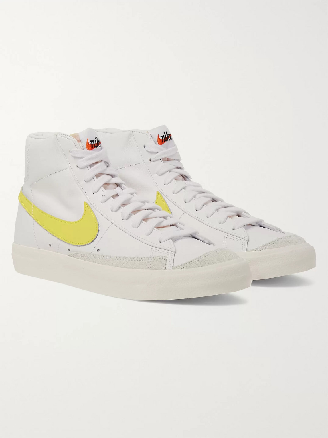 NIKE BLAZER MID '77 VINTAGE SUEDE-TRIMMED LEATHER HIGH-TOP SNEAKERS