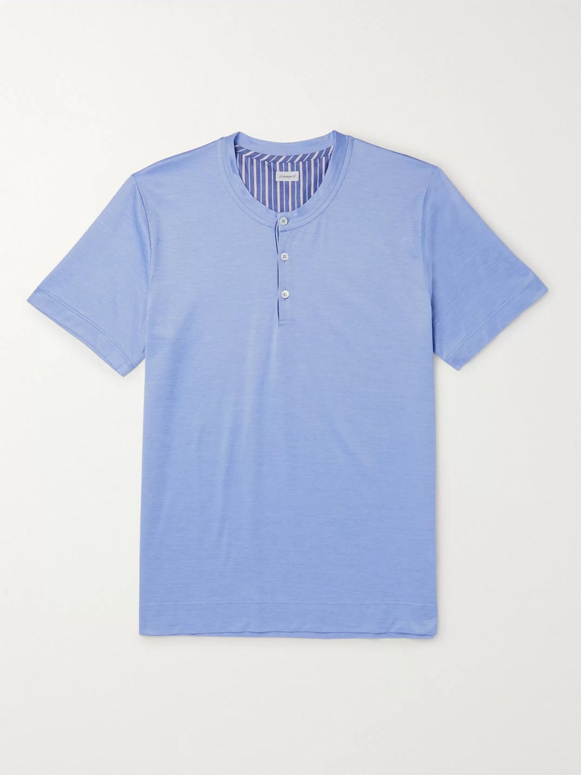 Zimmerli Cotton-jersey Henley Pyjama T-shirt In Blue