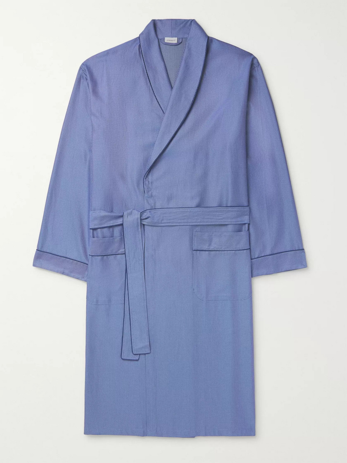 Zimmerli Cotton-jacquard Robe In Blue