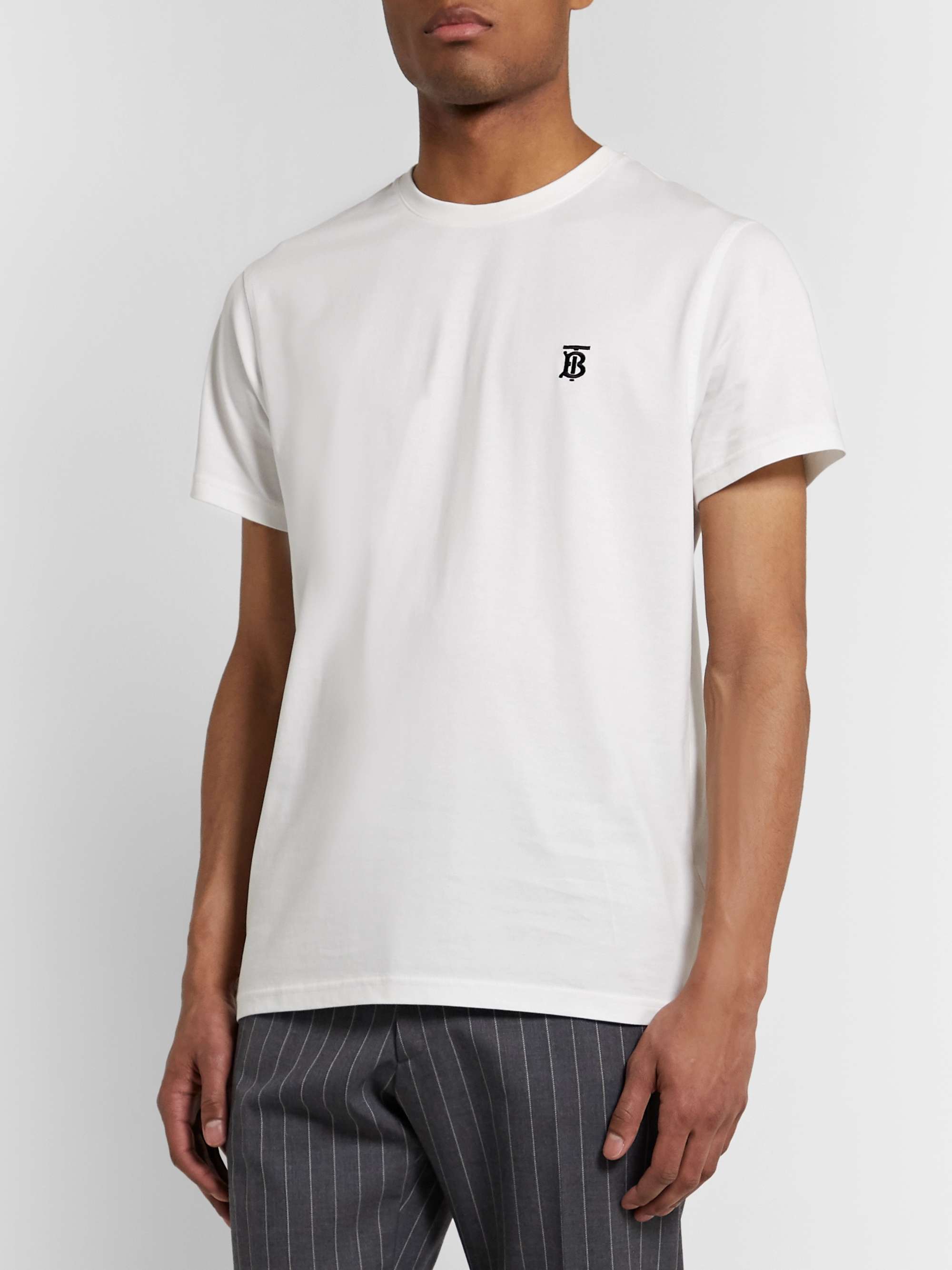BURBERRY Logo-Embroidered Cotton-Jersey T-Shirt