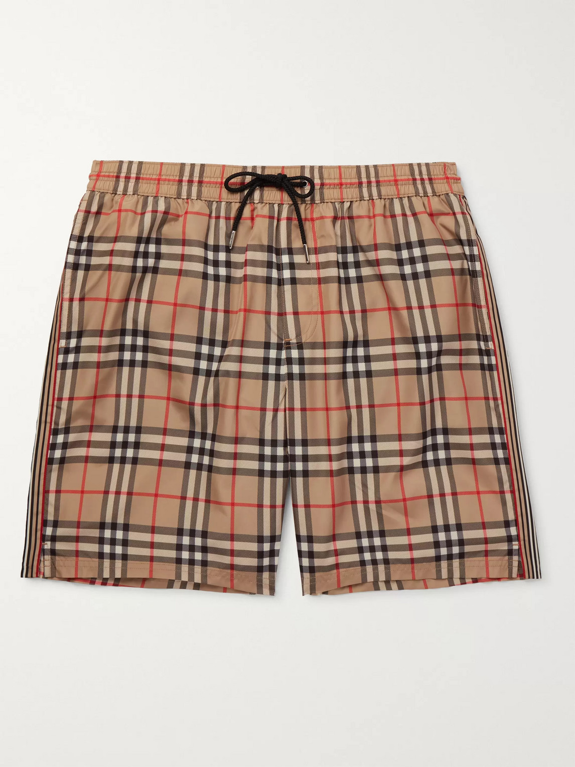 Burberry Long-length Checked Swim Shorts In Neutrals