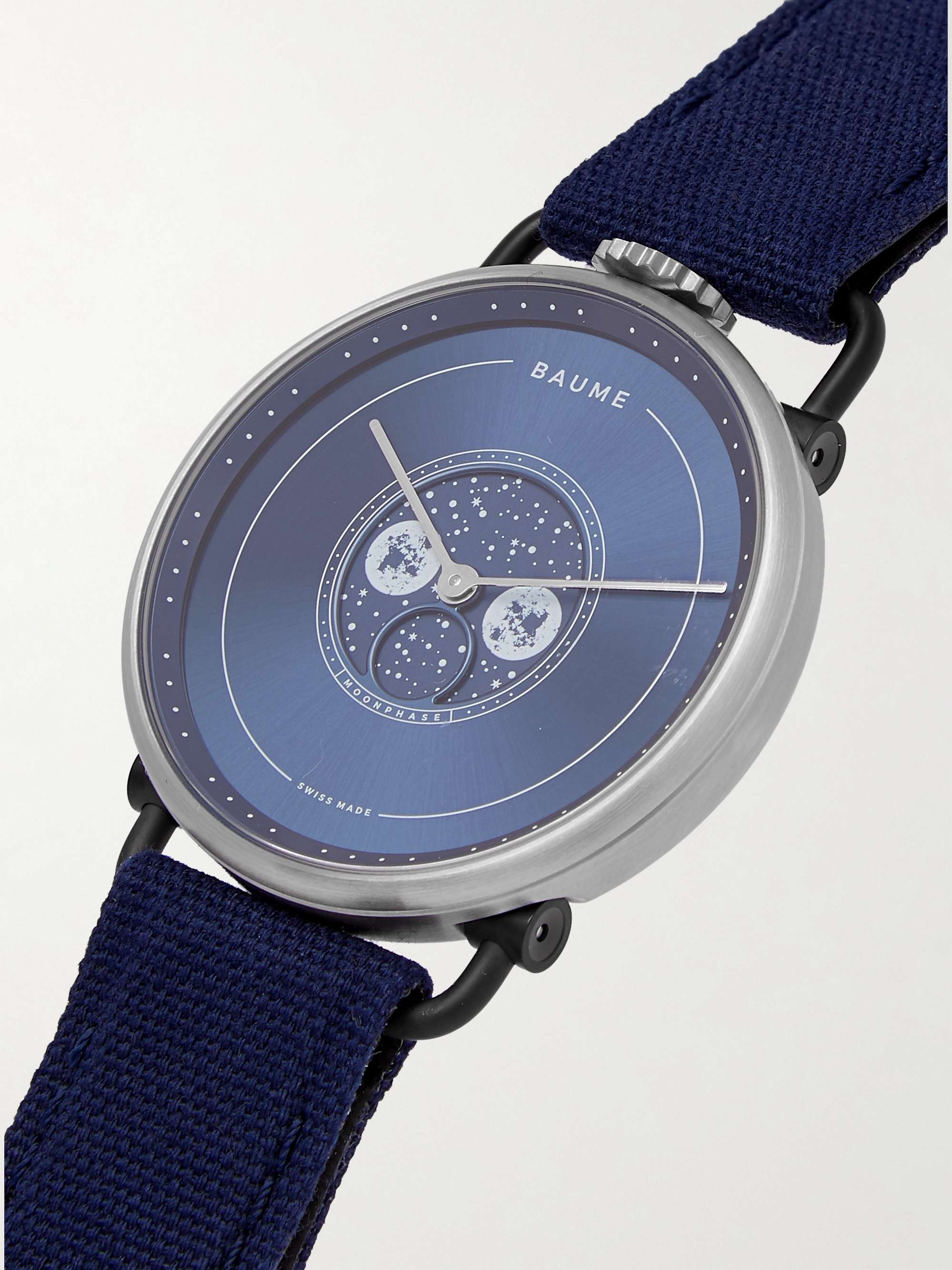 BAUME Moon-Phase 41mm PVD-Coated Stainless Steel and Cotton-Canvas Watch, Ref. No. 10637