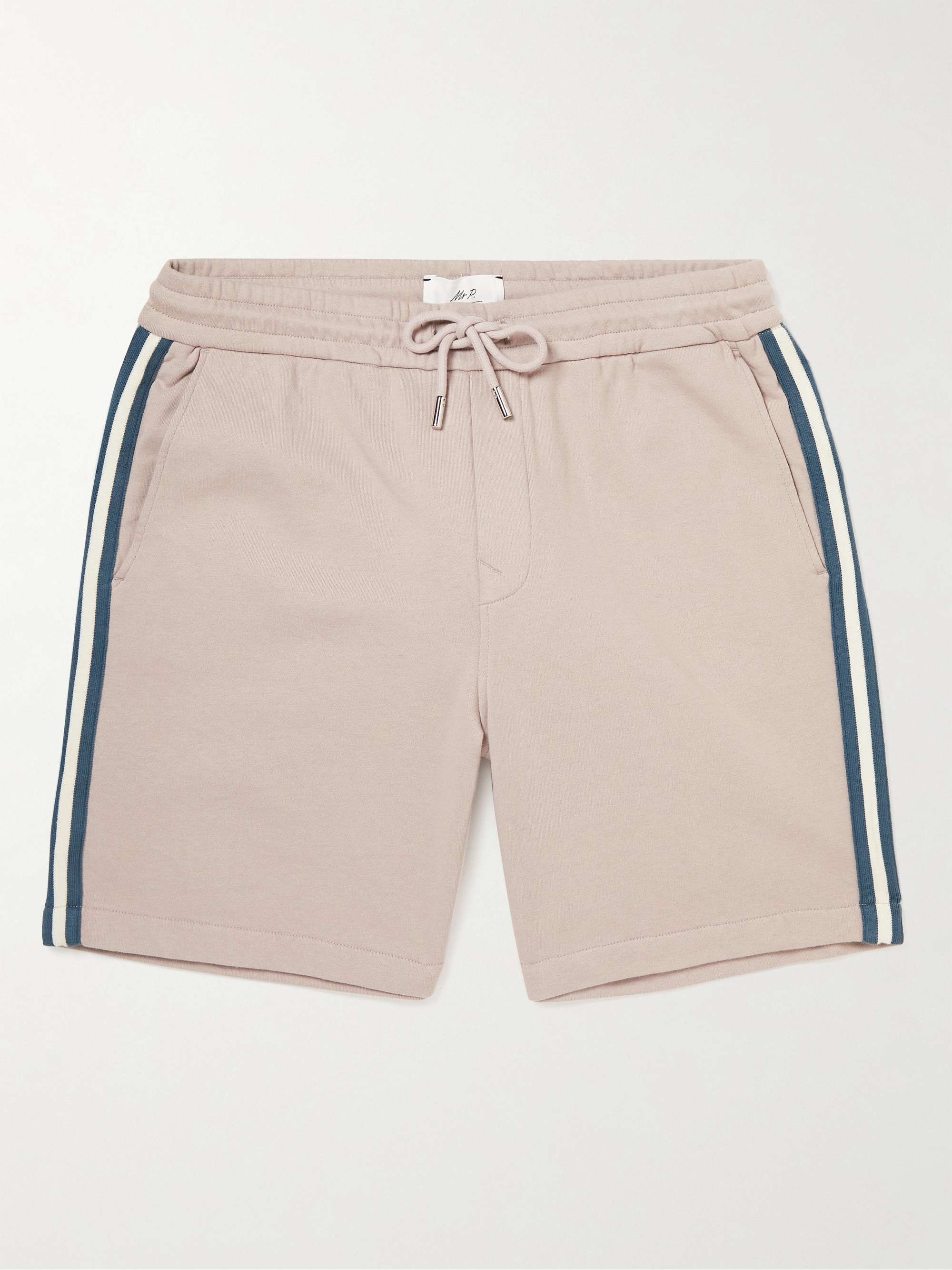 MR P. Striped Organic Cotton-Jersey Drawstring Shorts