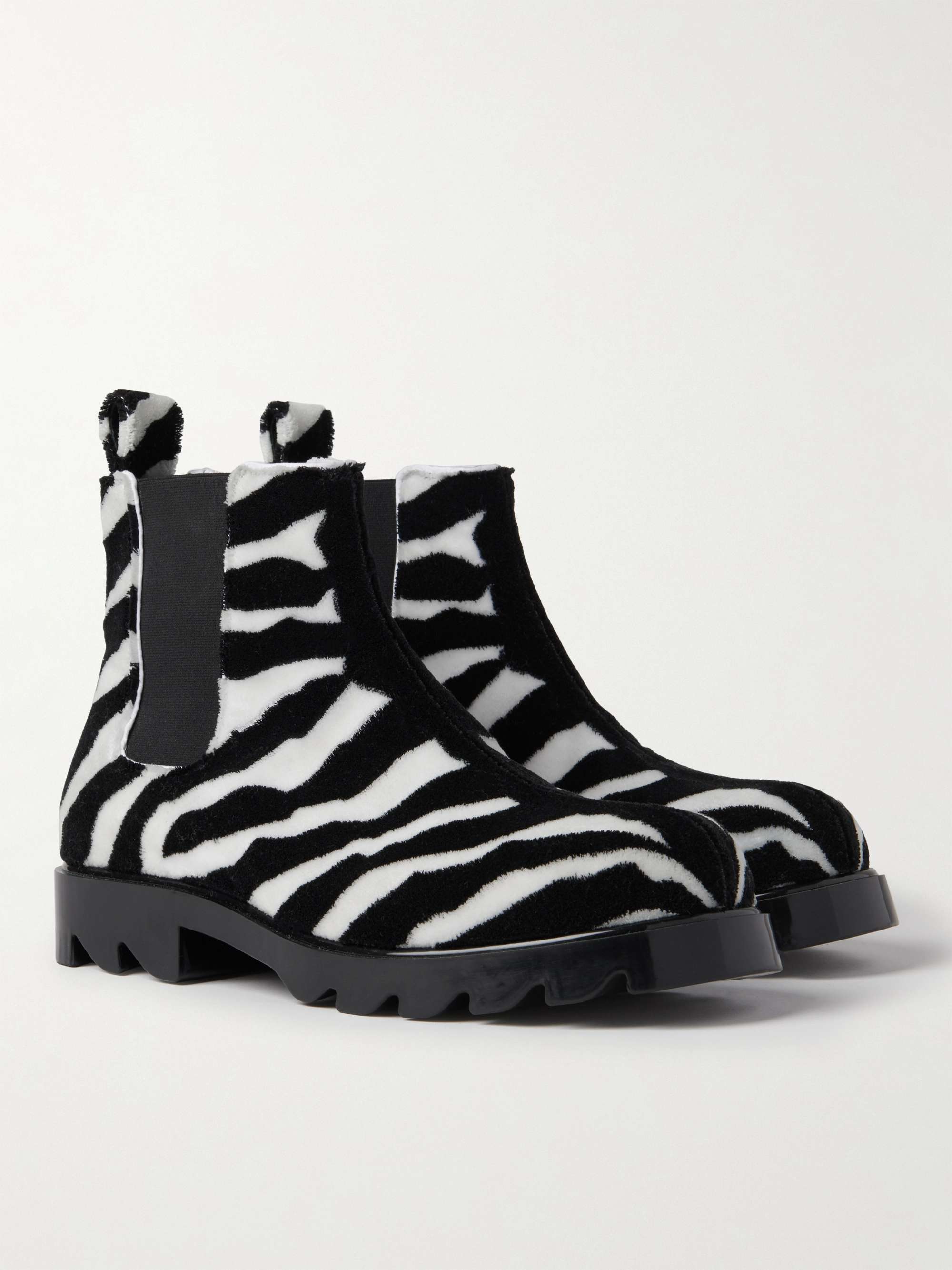 Zebra-Print Calf Hair Chelsea Boots