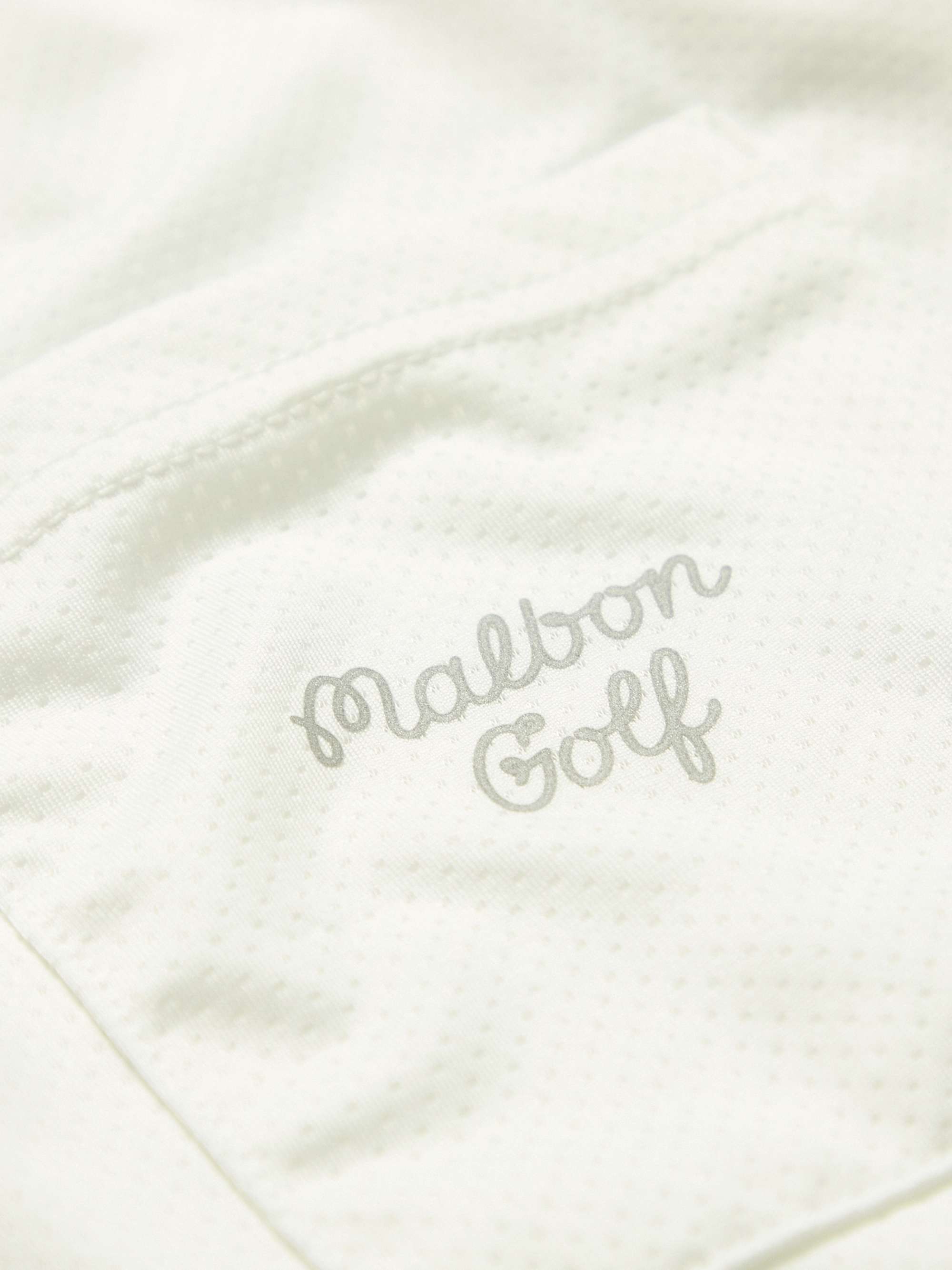 MALBON GOLF Osprey Logo-Print Cotton-Blend Mesh Shirt