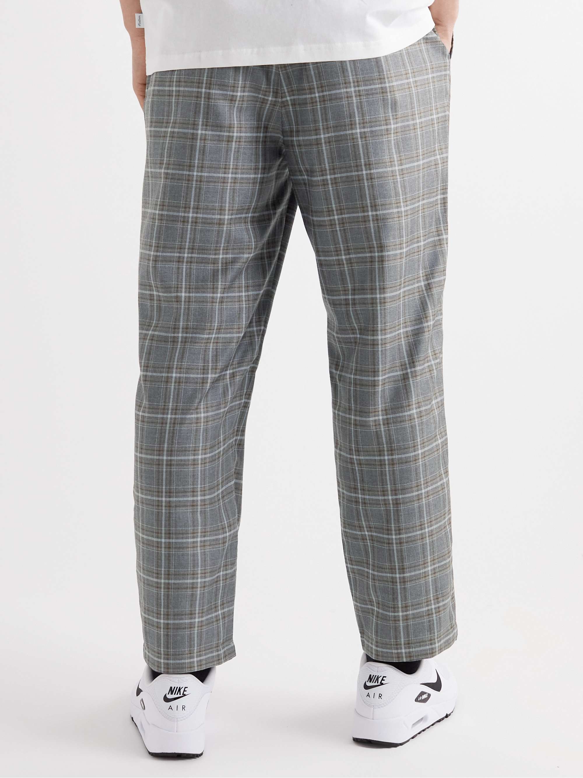 MALBON GOLF Tradition Straight-Leg Cropped Checked Jersey Golf Trousers