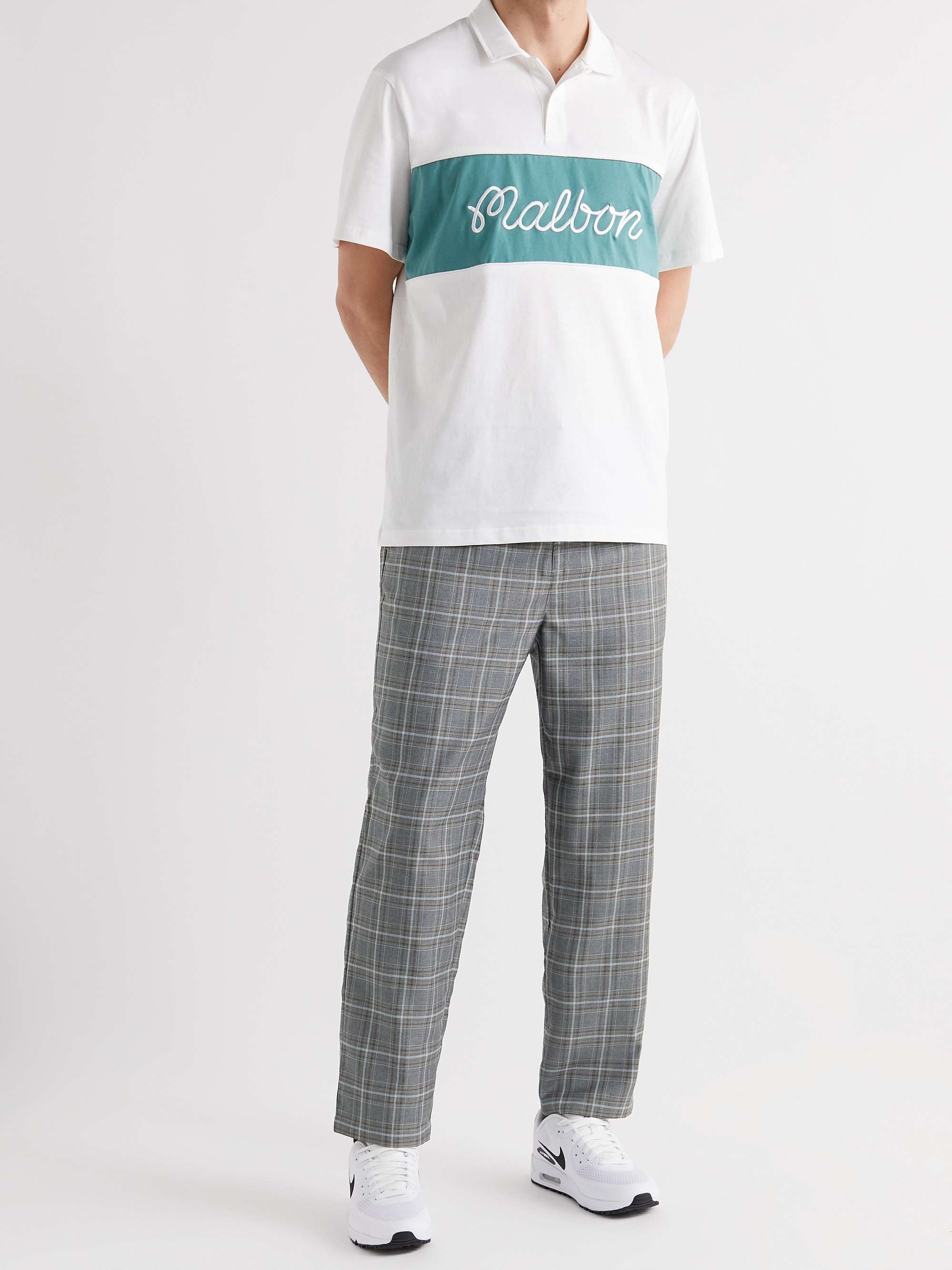 MALBON GOLF Tradition Straight-Leg Cropped Checked Jersey Golf Trousers