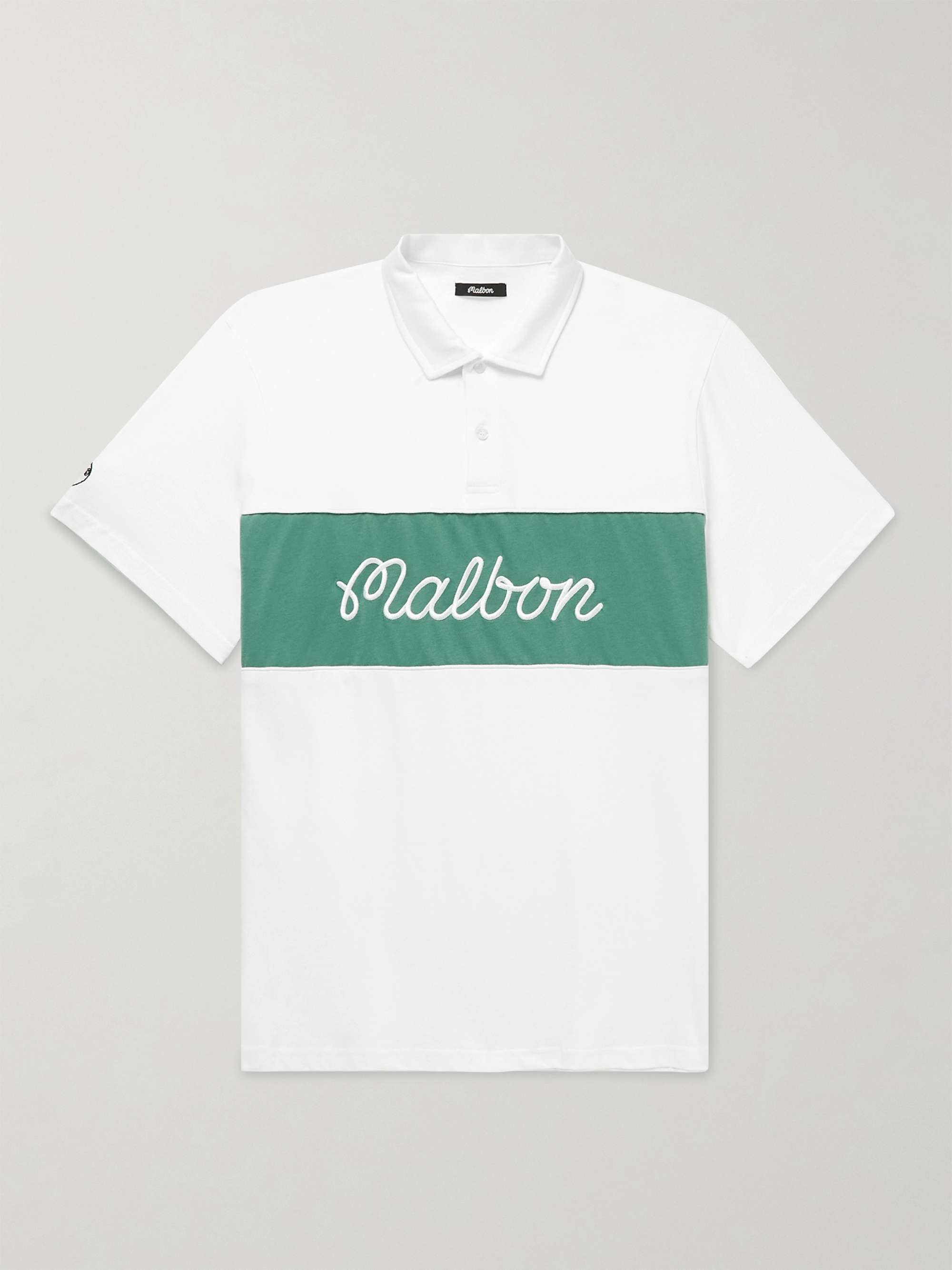 MALBON GOLF Logo-Embroidered Colour-Block Cotton-Jersey Golf Polo Shirt
