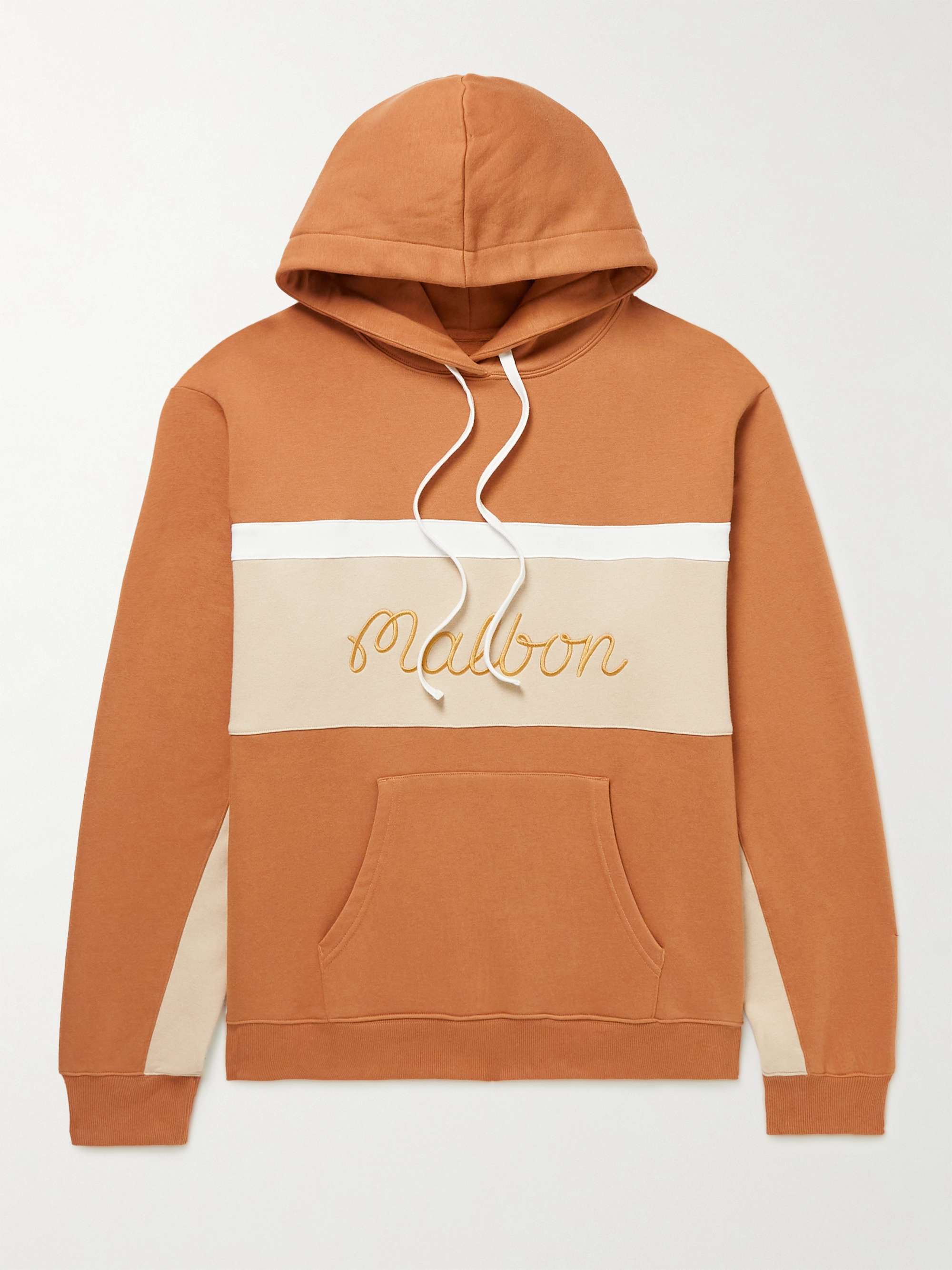 MALBON GOLF Logo-Embroidered Colour-Block Cotton-Blend Jersey Golf Hoodie