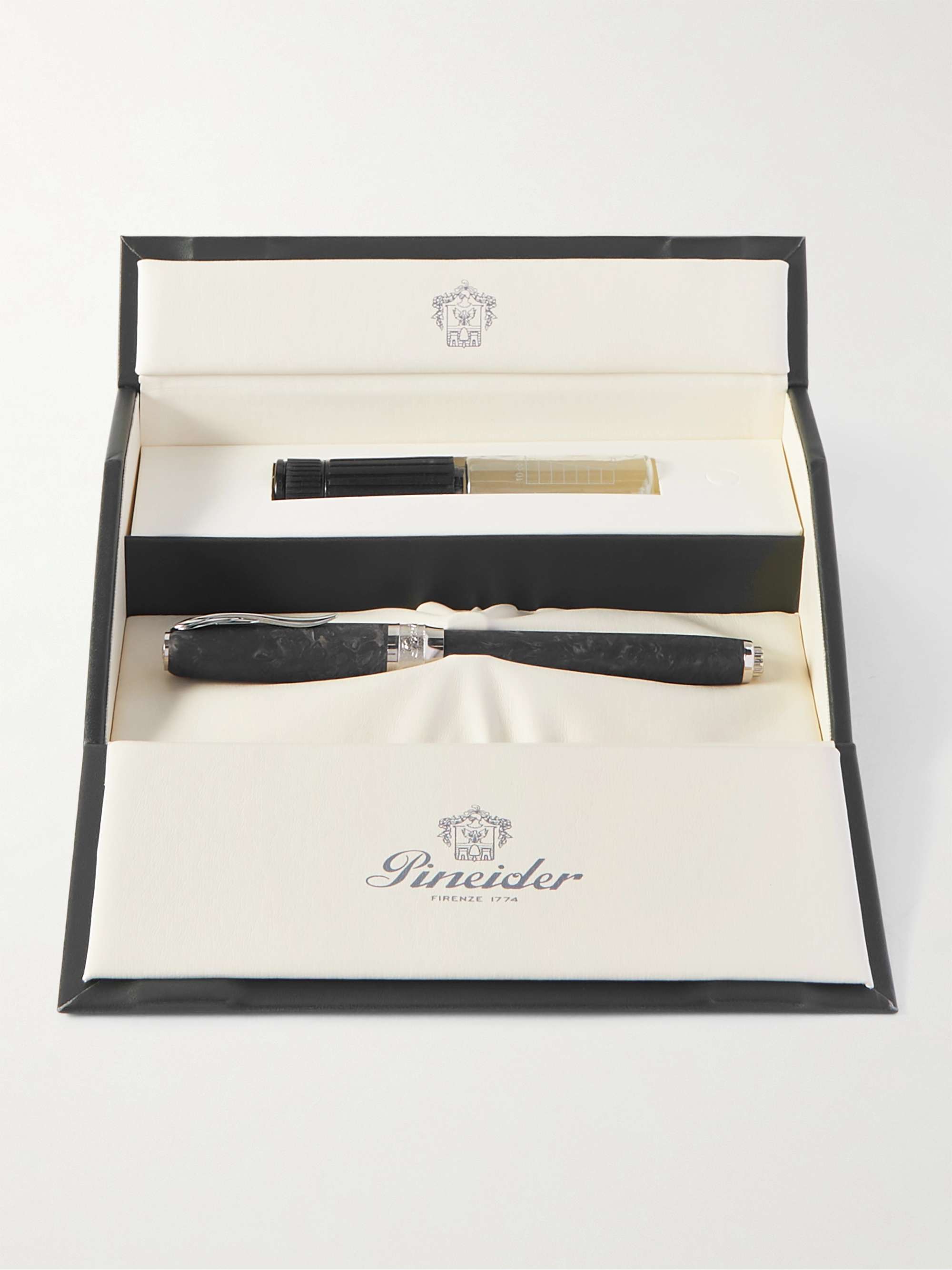 PINEIDER Limited Edition Forged Carbon and 14-Karat White Gold Fountain Pen
