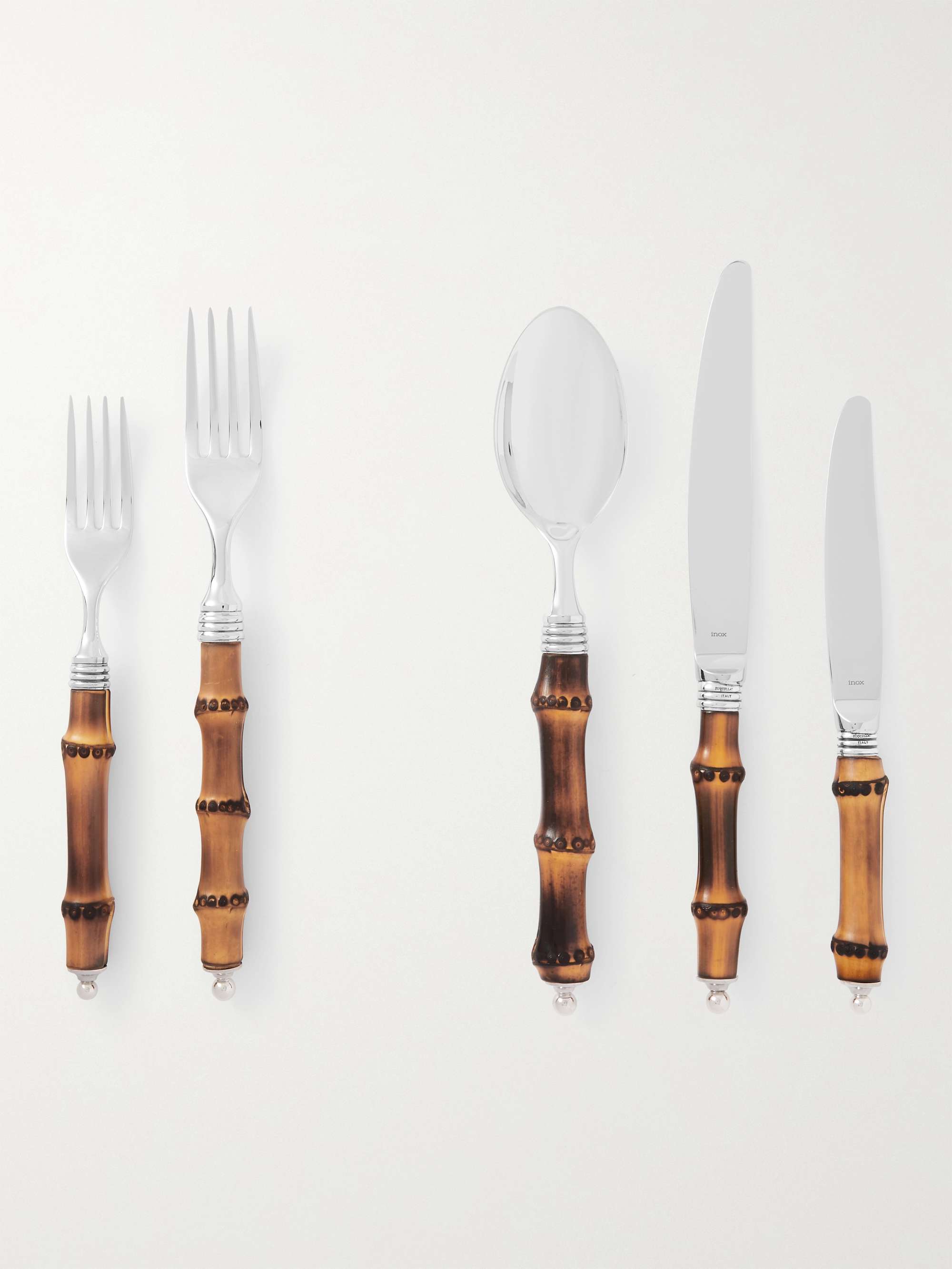 BUCCELLATI Tahiti Sterling Silver and Bamboo Cutlery Set