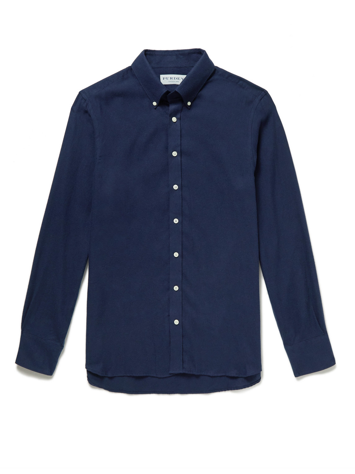 Purdey Button-down Collar Brushed Cotton-twill Shirt In Blue