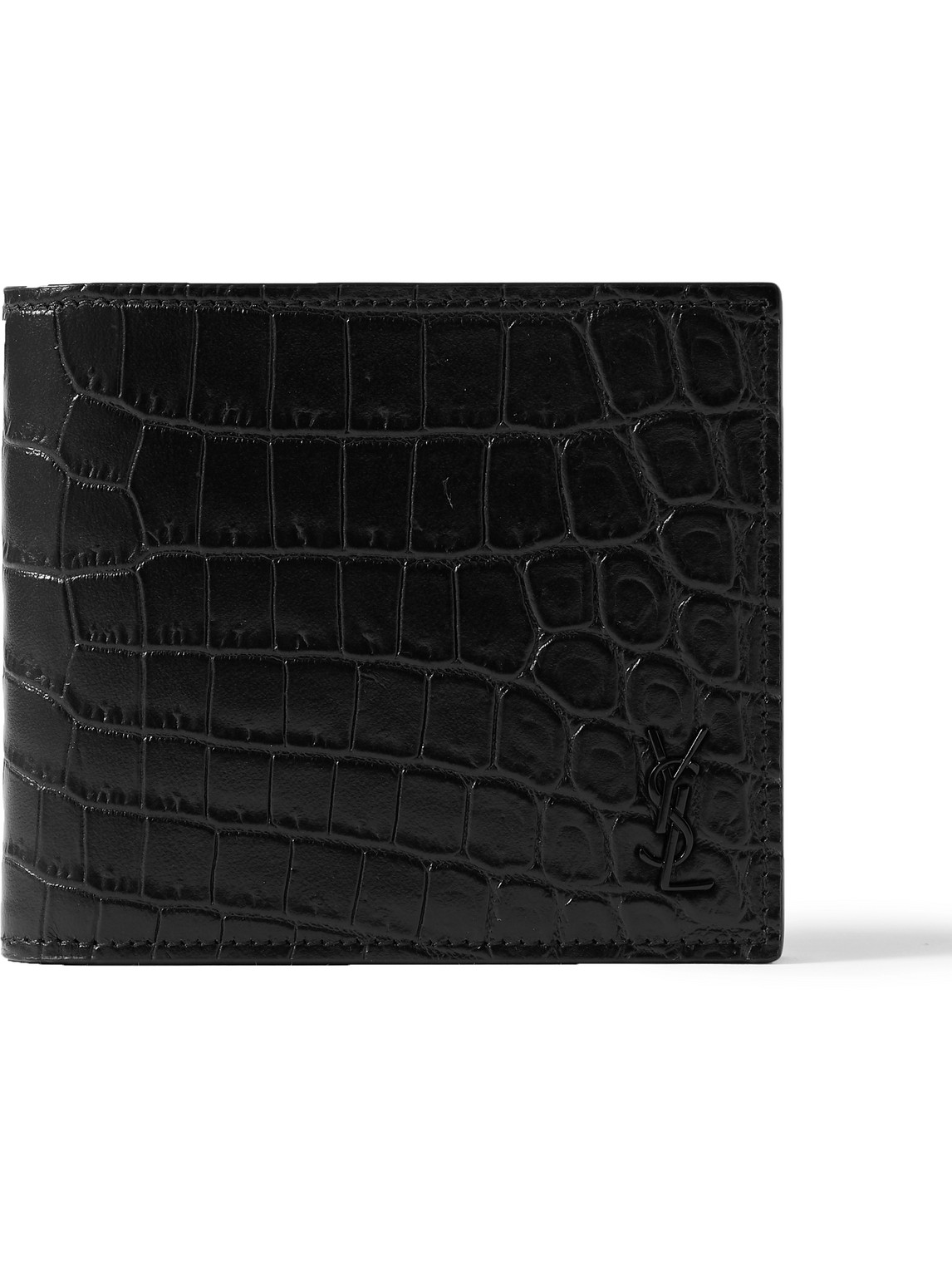 Logo-Appliquéd Croc-Effect Leather Billfold Wallet