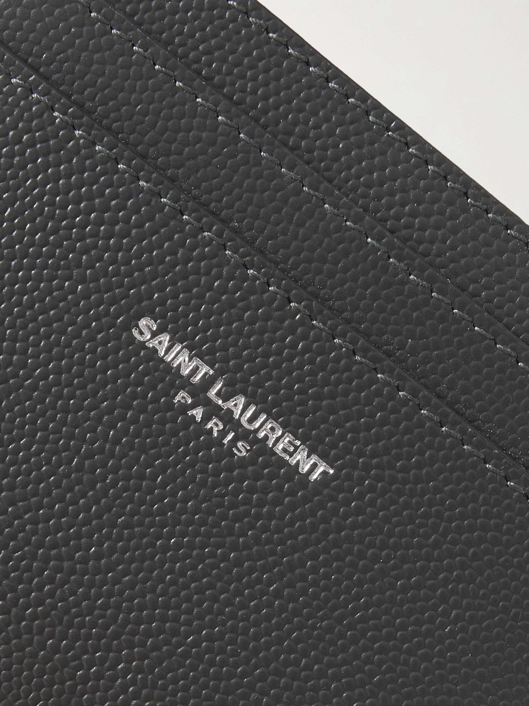 SAINT LAURENT Logo-Print Pebble-Grain Leather Cardholder