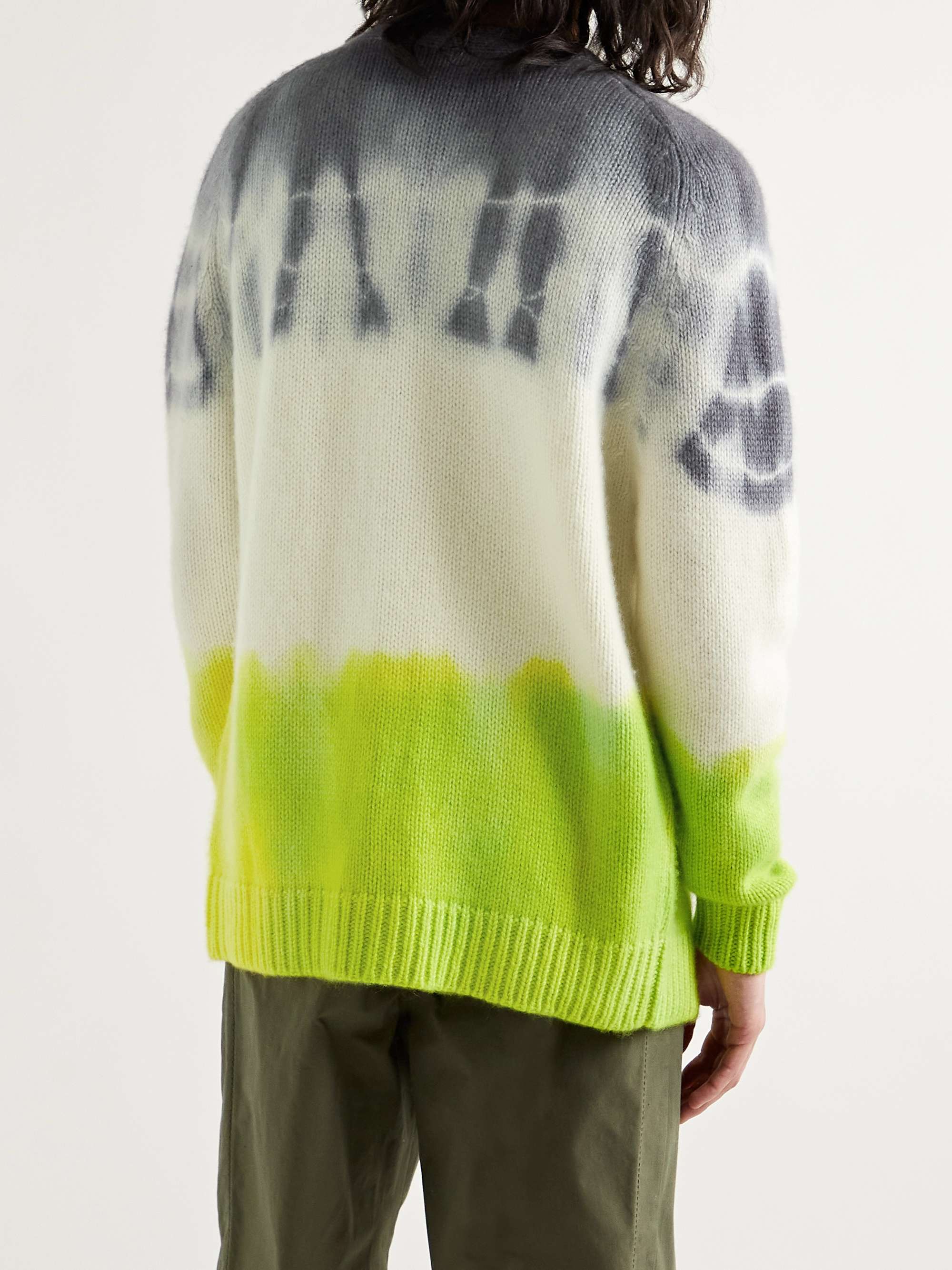 THE ELDER STATESMAN Tie-Dyed Cashmere and Mohair-Blend Cardigan