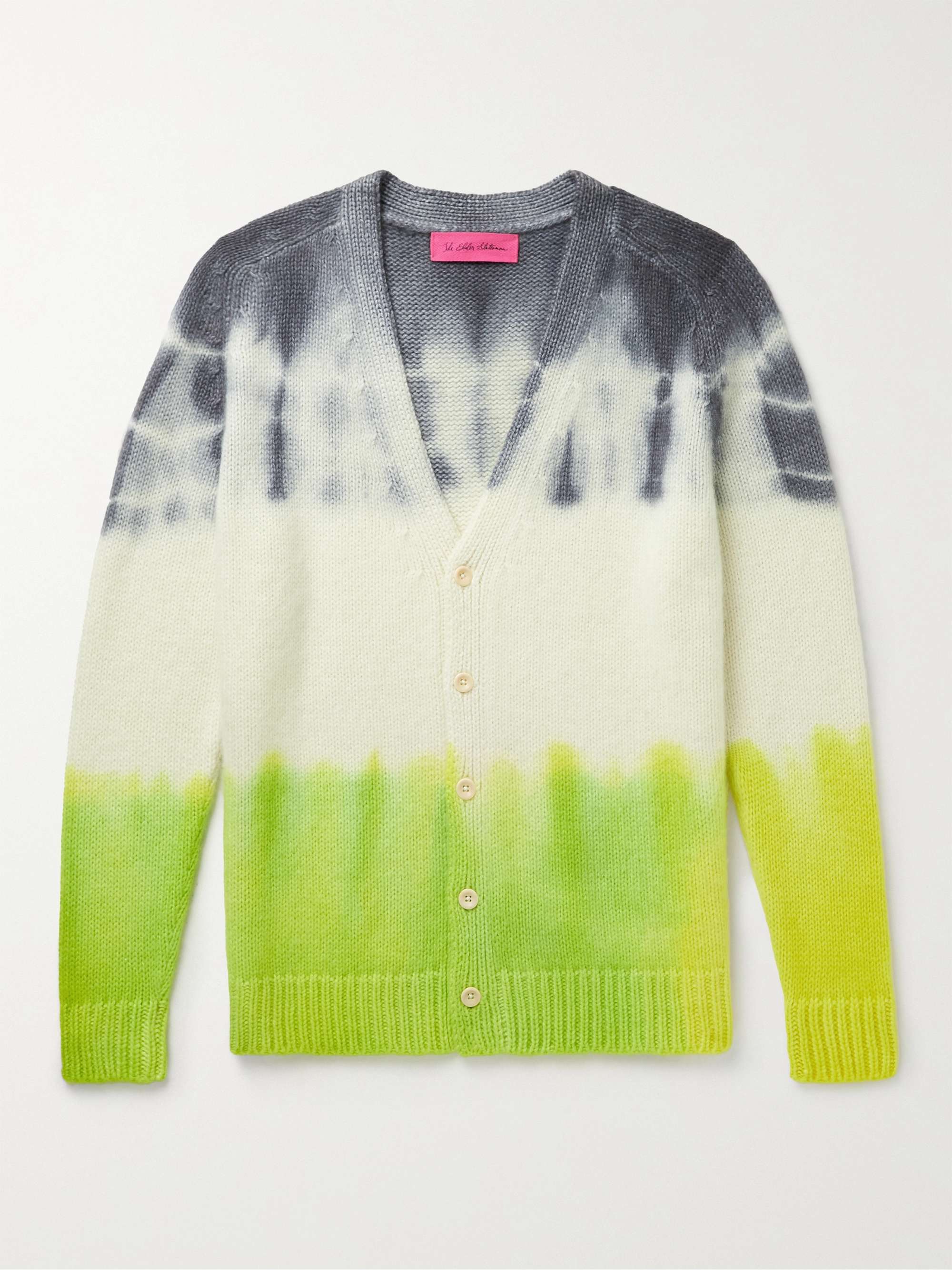 THE ELDER STATESMAN Tie-Dyed Cashmere and Mohair-Blend Cardigan
