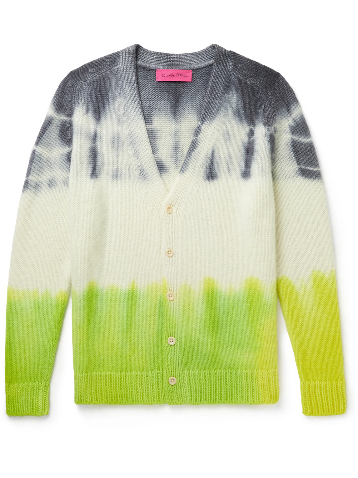 the elder statesman - tie-dyed cashmere and mohair-blend cardigan - men - yellow - s