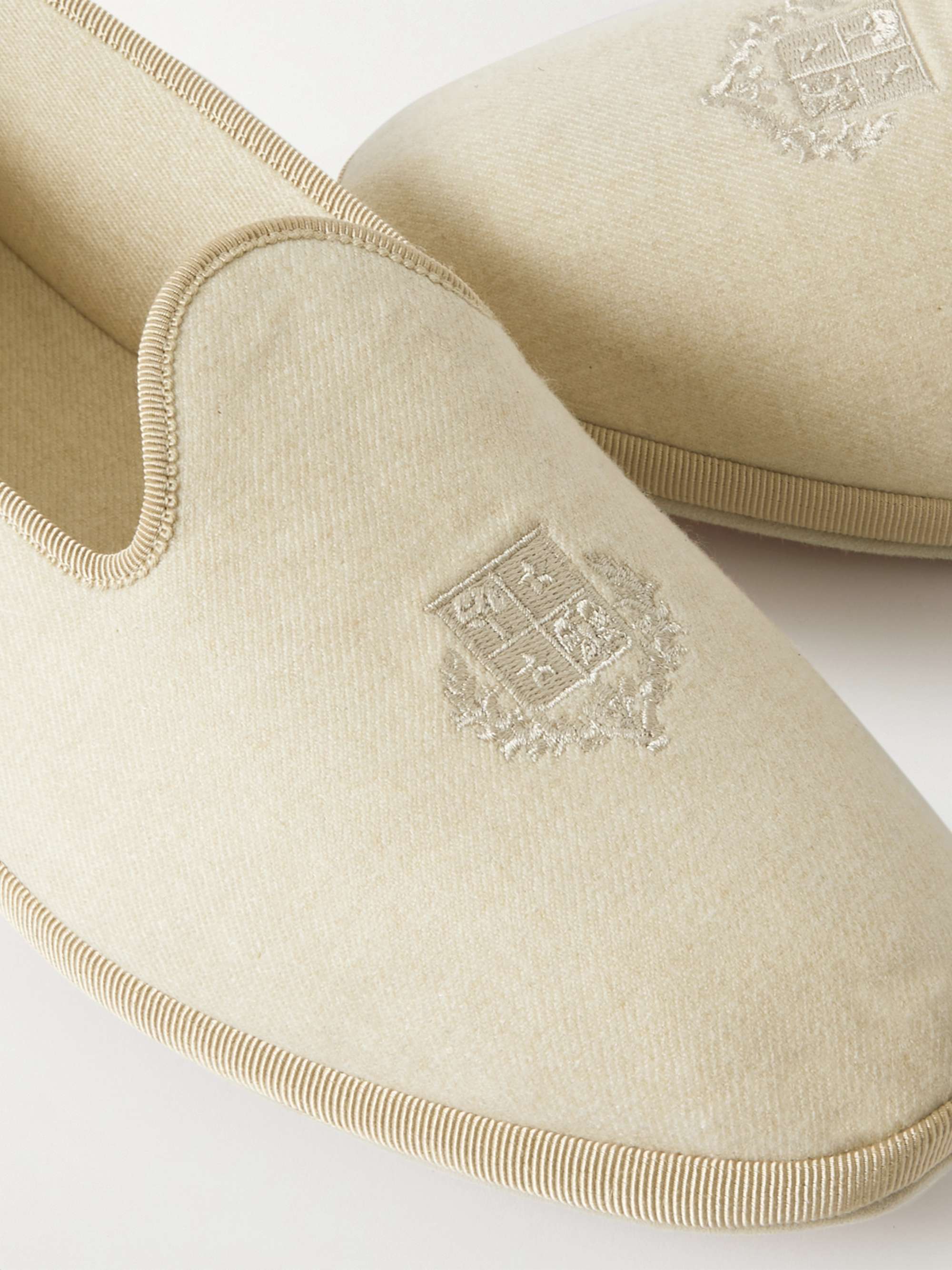 LORO PIANA Logo-Embroidered Cashmere Slippers
