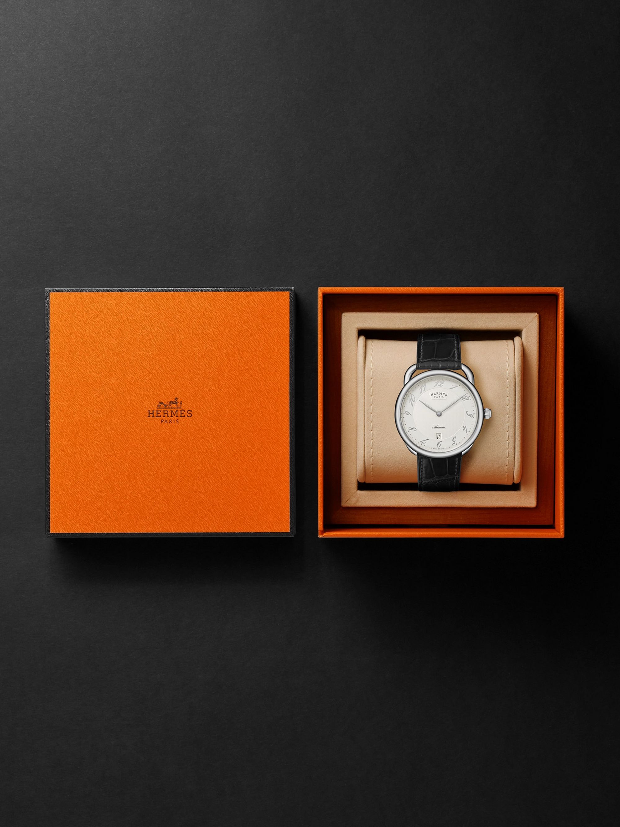 HERMÈS TIMEPIECES Arceau Automatic 40mm Stainless Steel and Alligator Watch, Ref. No. 055574WW00