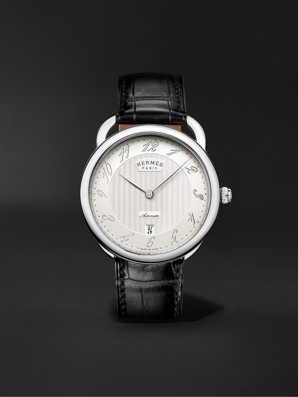 Hermès Timepieces Arceau Automatic 40mm Stainless Steel And Alligator Watch, Ref. No. 055574ww00 In White