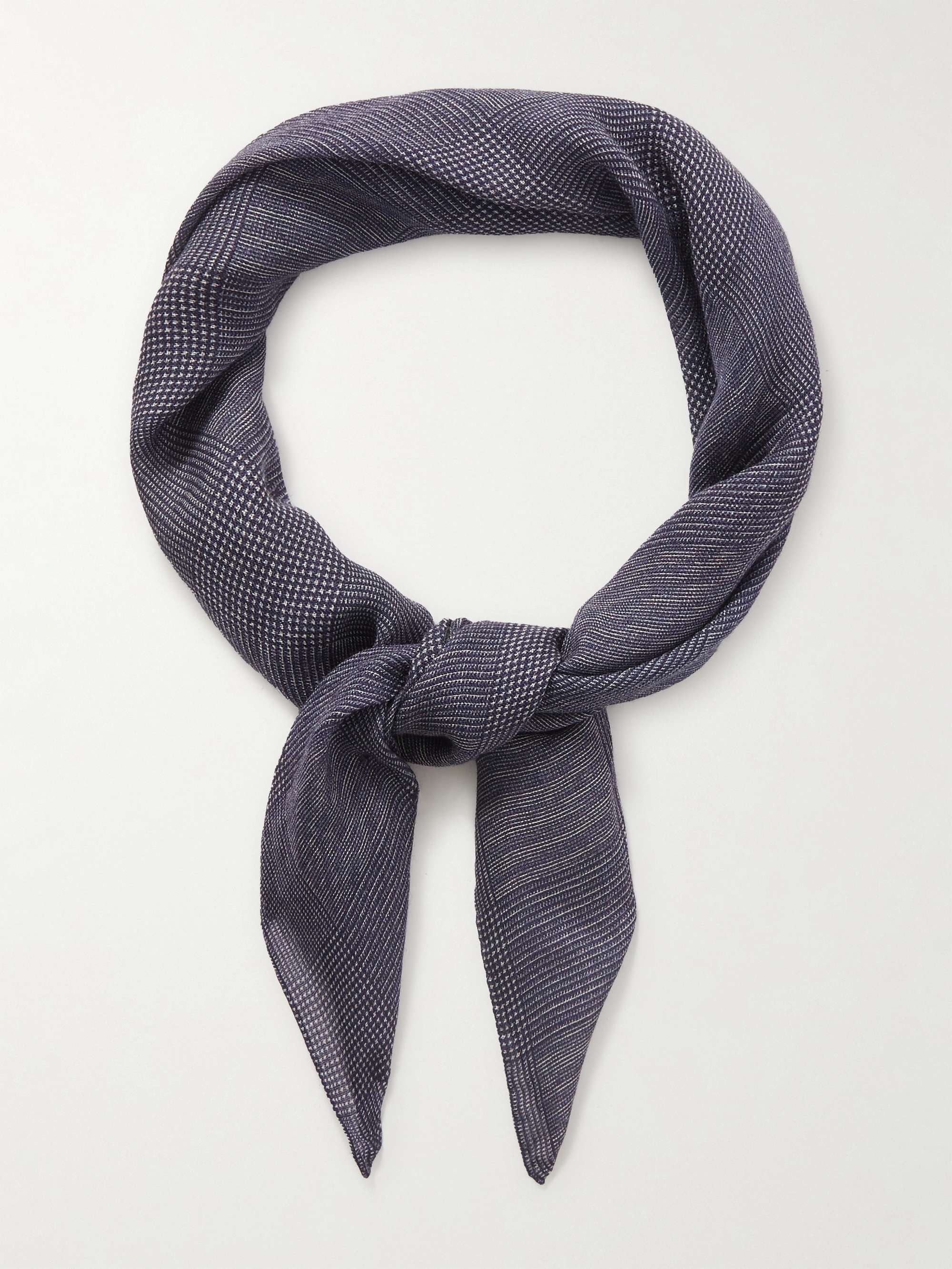 ANDERSON & SHEPPARD Prince of Wales Checked Wool and Silk-Blend Neckerchief