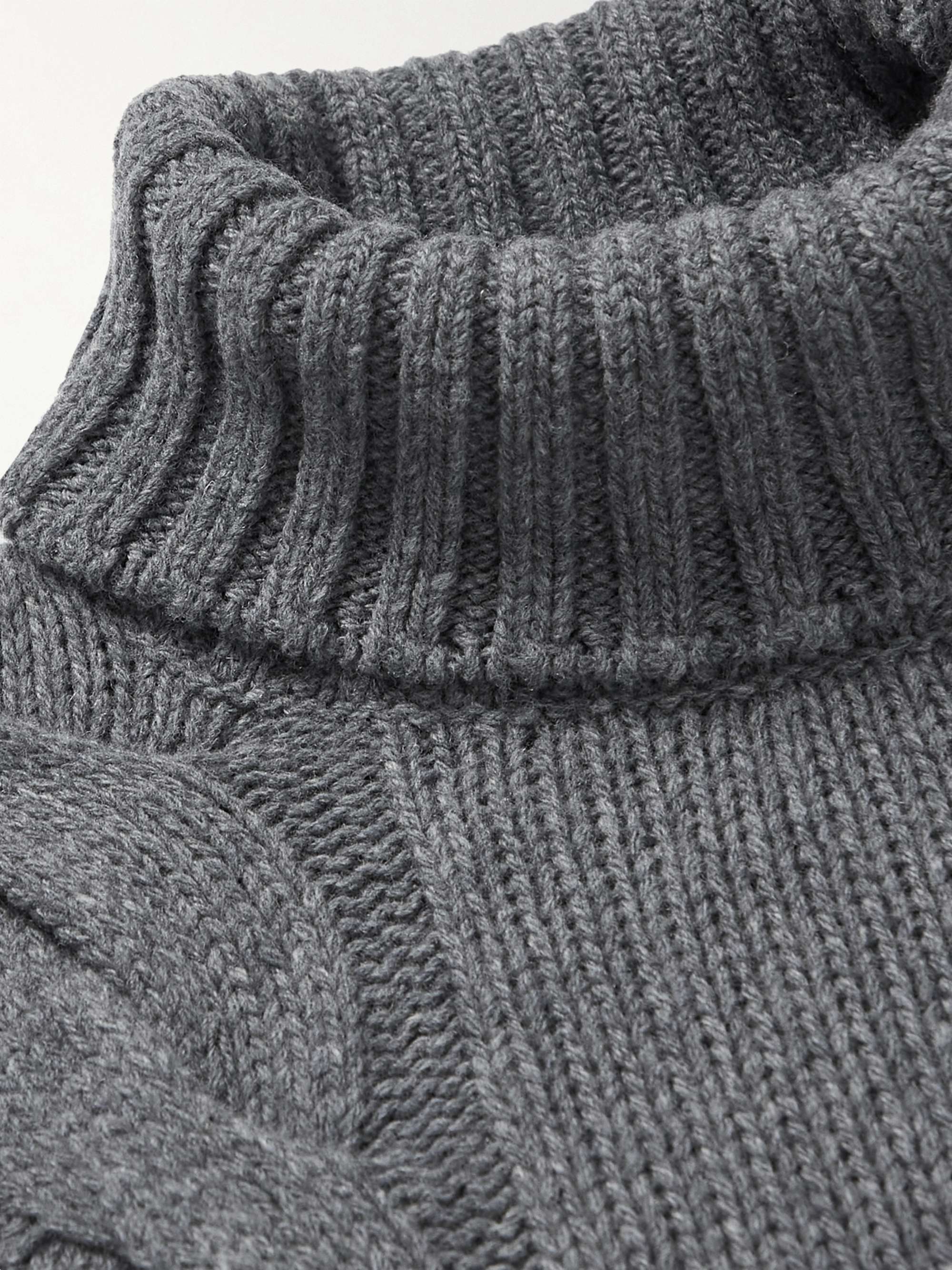 ANDERSON & SHEPPARD Slim-Fit Cable-Knit Merino Wool Rollneck Sweater
