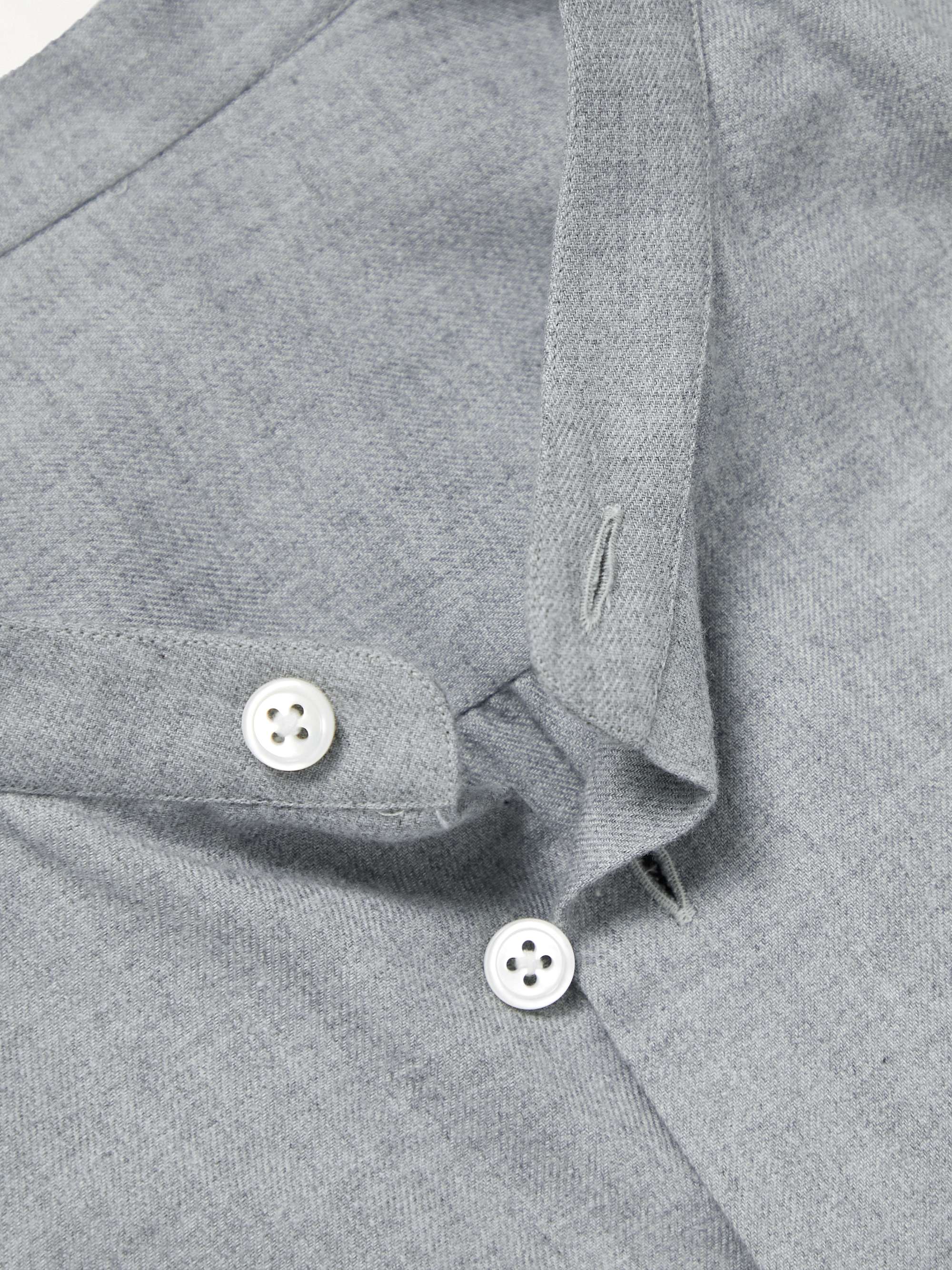 ANDERSON & SHEPPARD Collarless Cotton and Cashmere-Blend Shirt