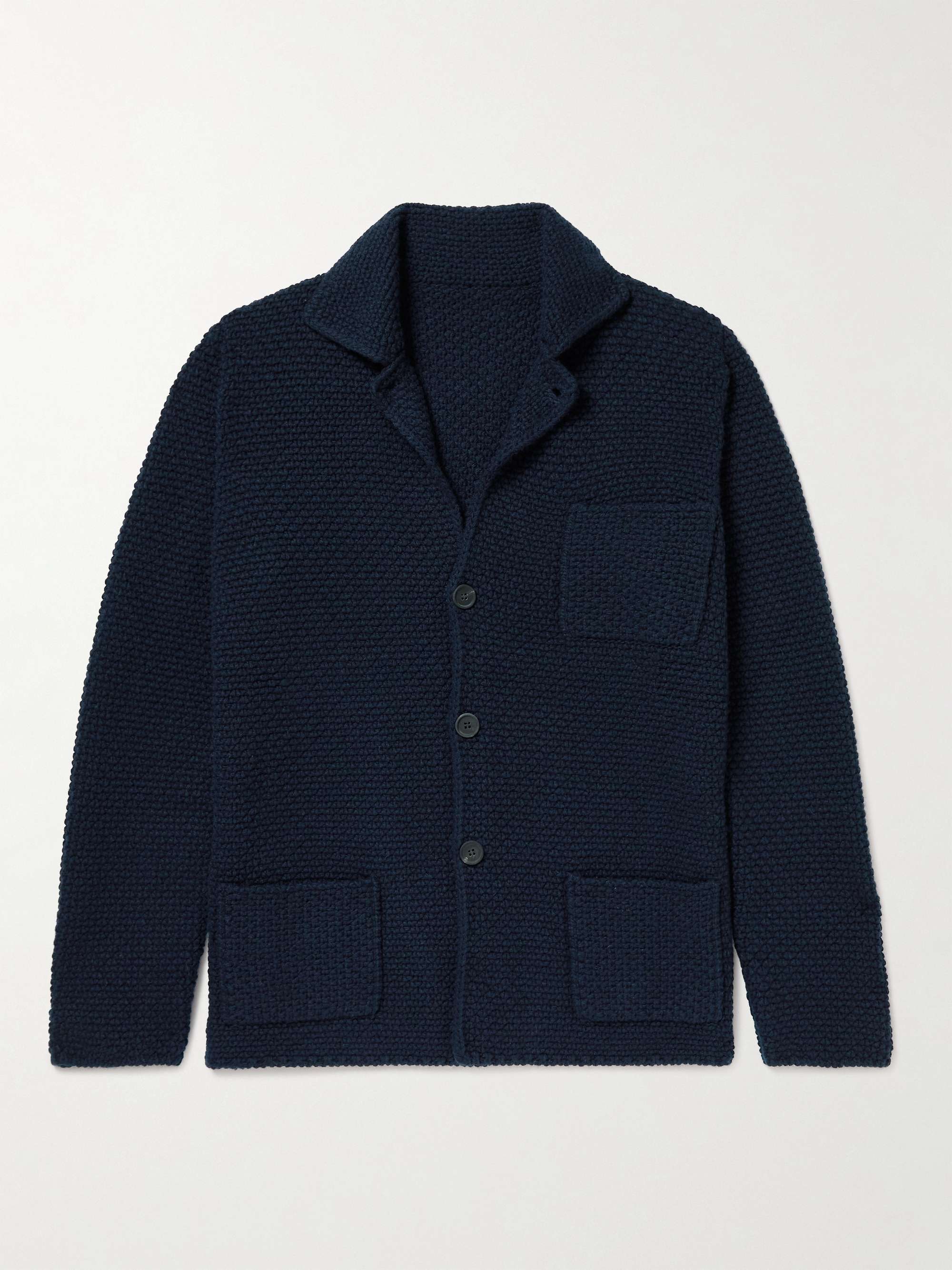 ANDERSON & SHEPPARD Slim-Fit Textured Wool and Cashmere-Blend Cardigan