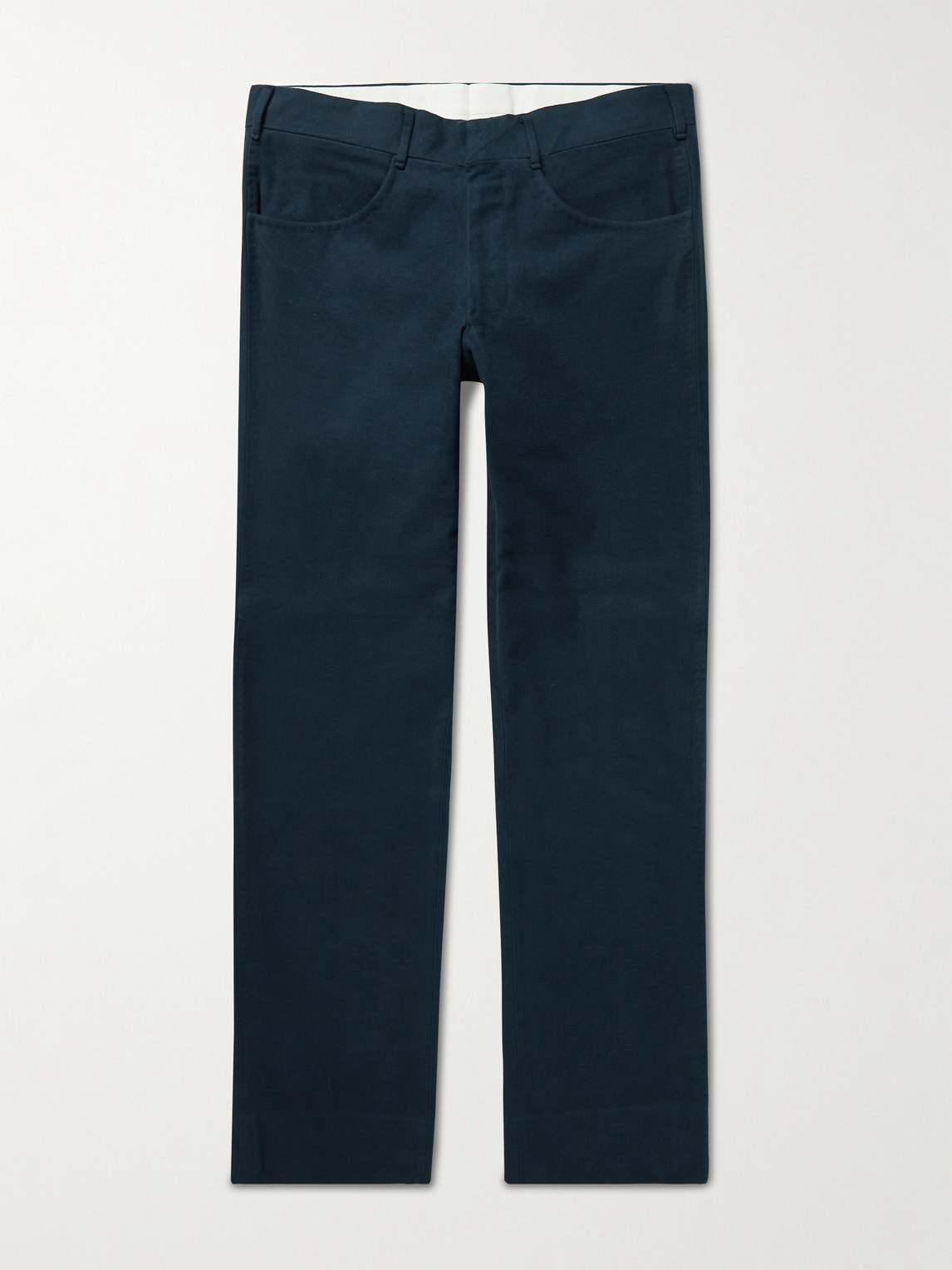 Anderson & Sheppard Slim-fit Cotton-moleskin Trousers In Blue