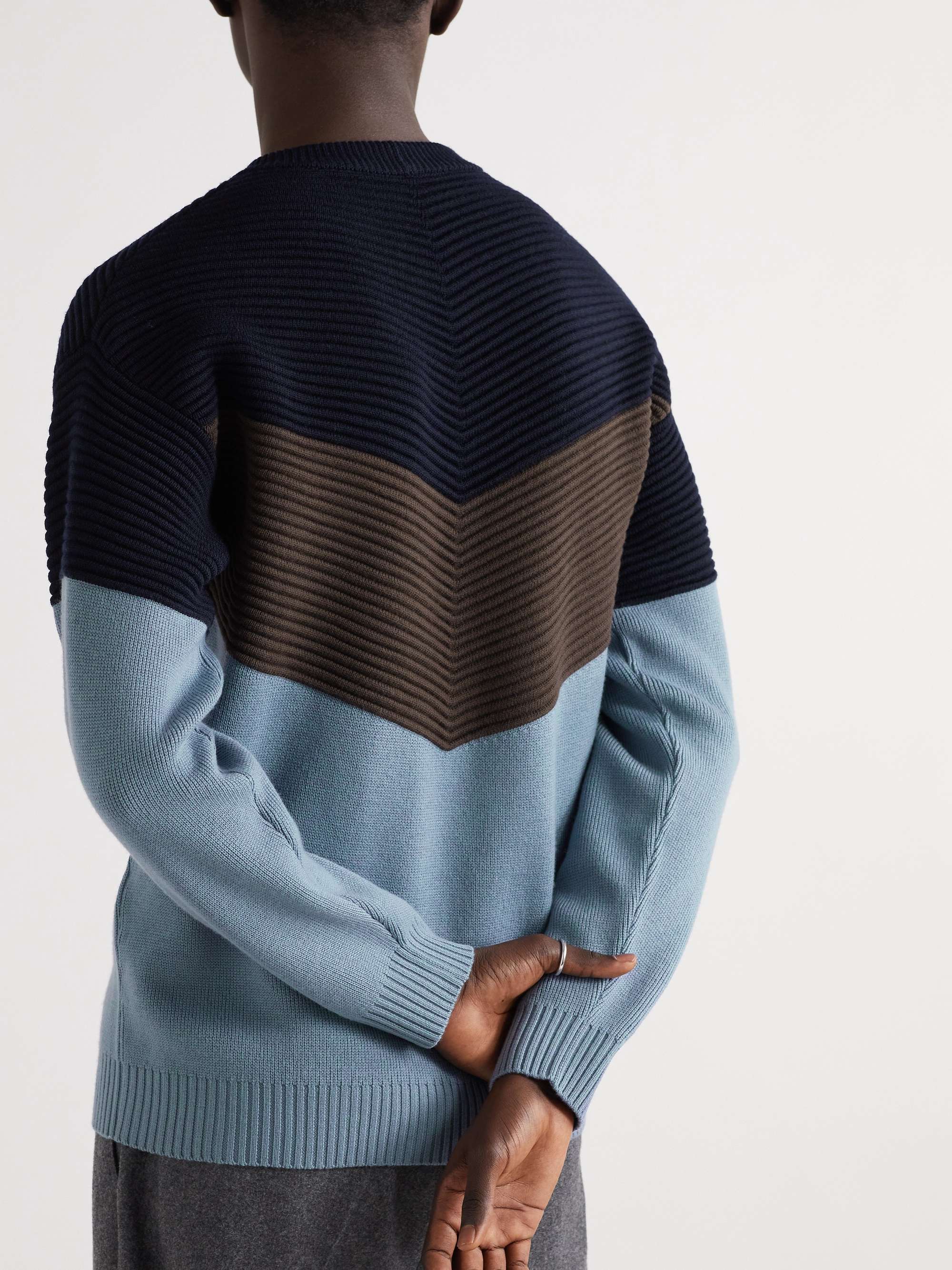 GIORGIO ARMANI Ribbed Colour-Block Virgin Wool Sweater