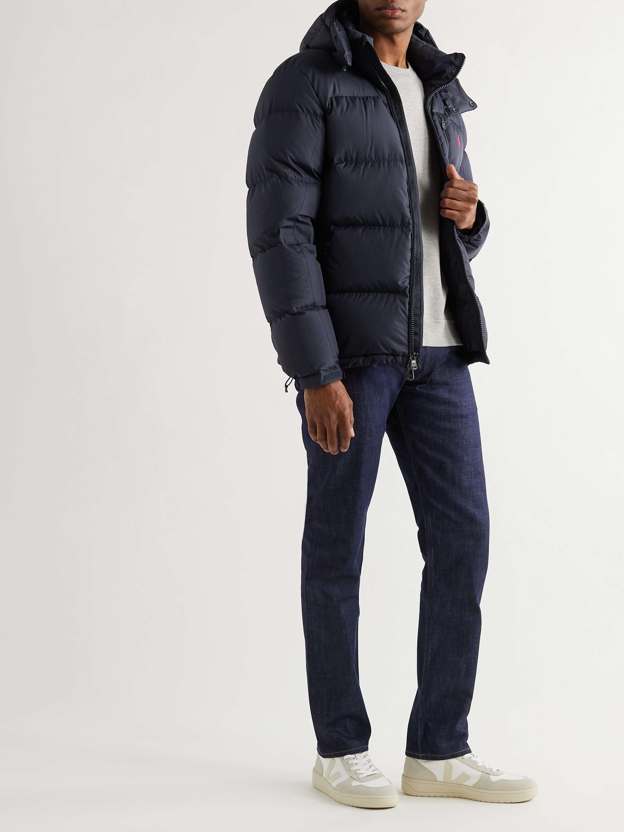 Navy Quilted Recycled Ripstop Hooded Down Jacket | POLO RALPH LAUREN ...