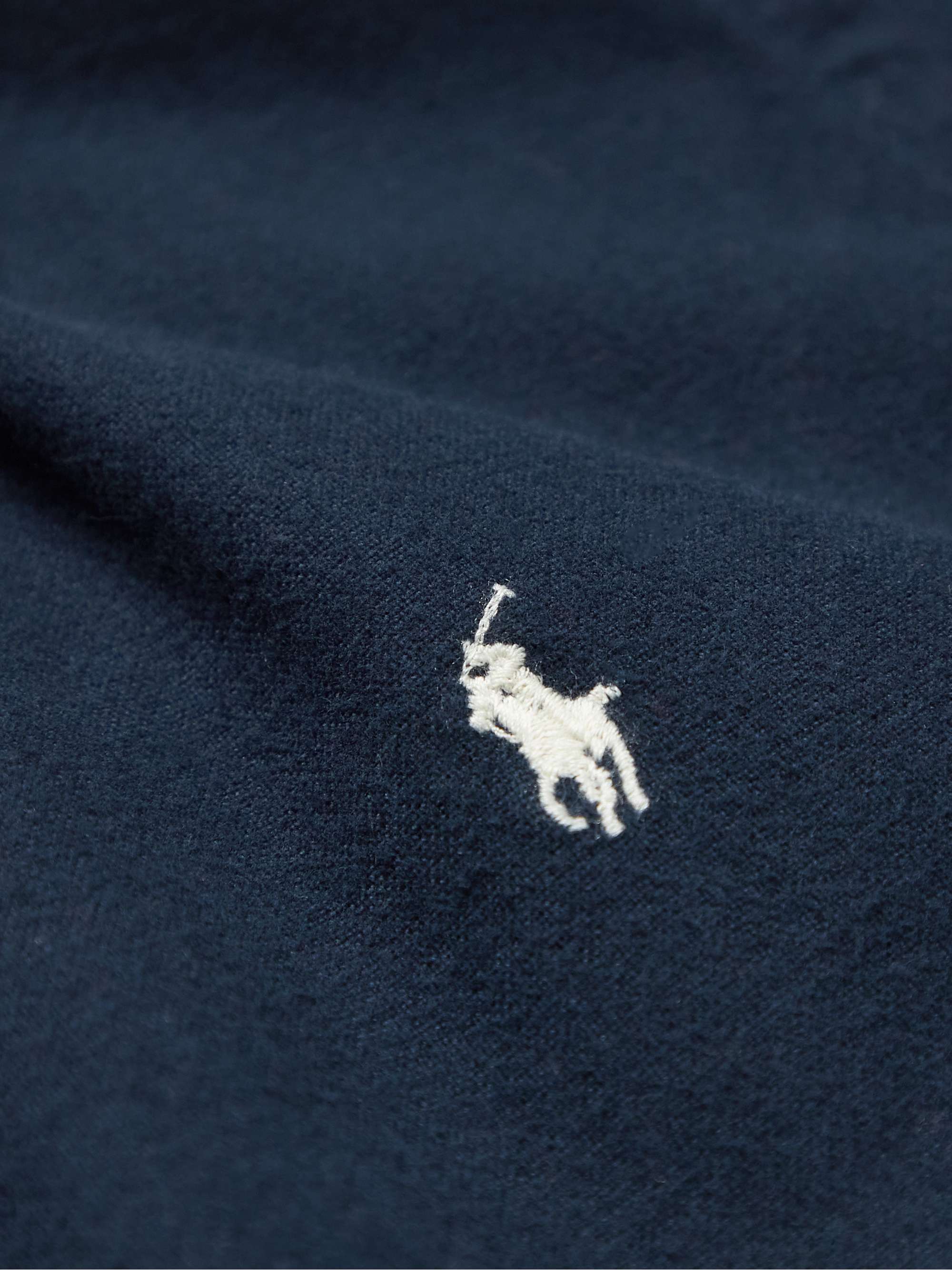 POLO RALPH LAUREN Button-Down Collar Logo-Embroidered Brushed Cotton-Flannel Shirt