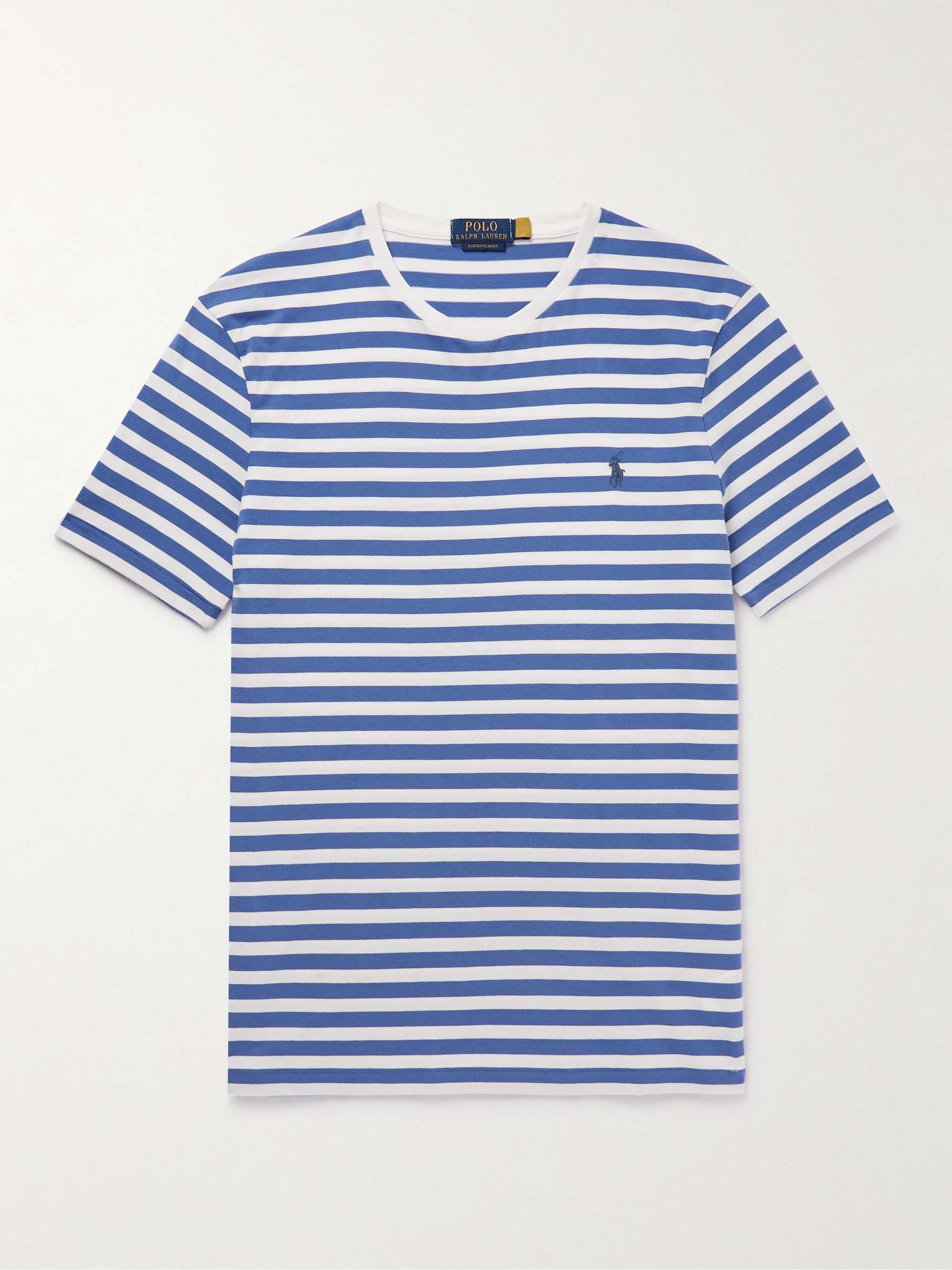 POLO RALPH LAUREN Logo-Embroidered Striped Cotton-Jersey T-Shirt