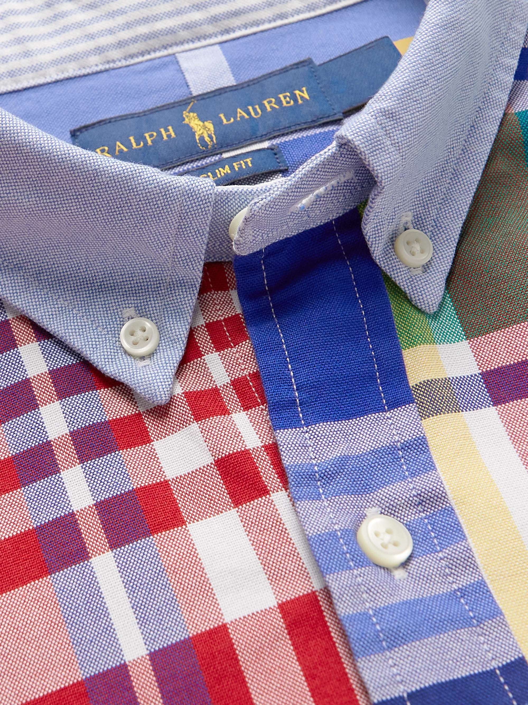 Button-Down Collar Checked Cotton Oxford Shirt