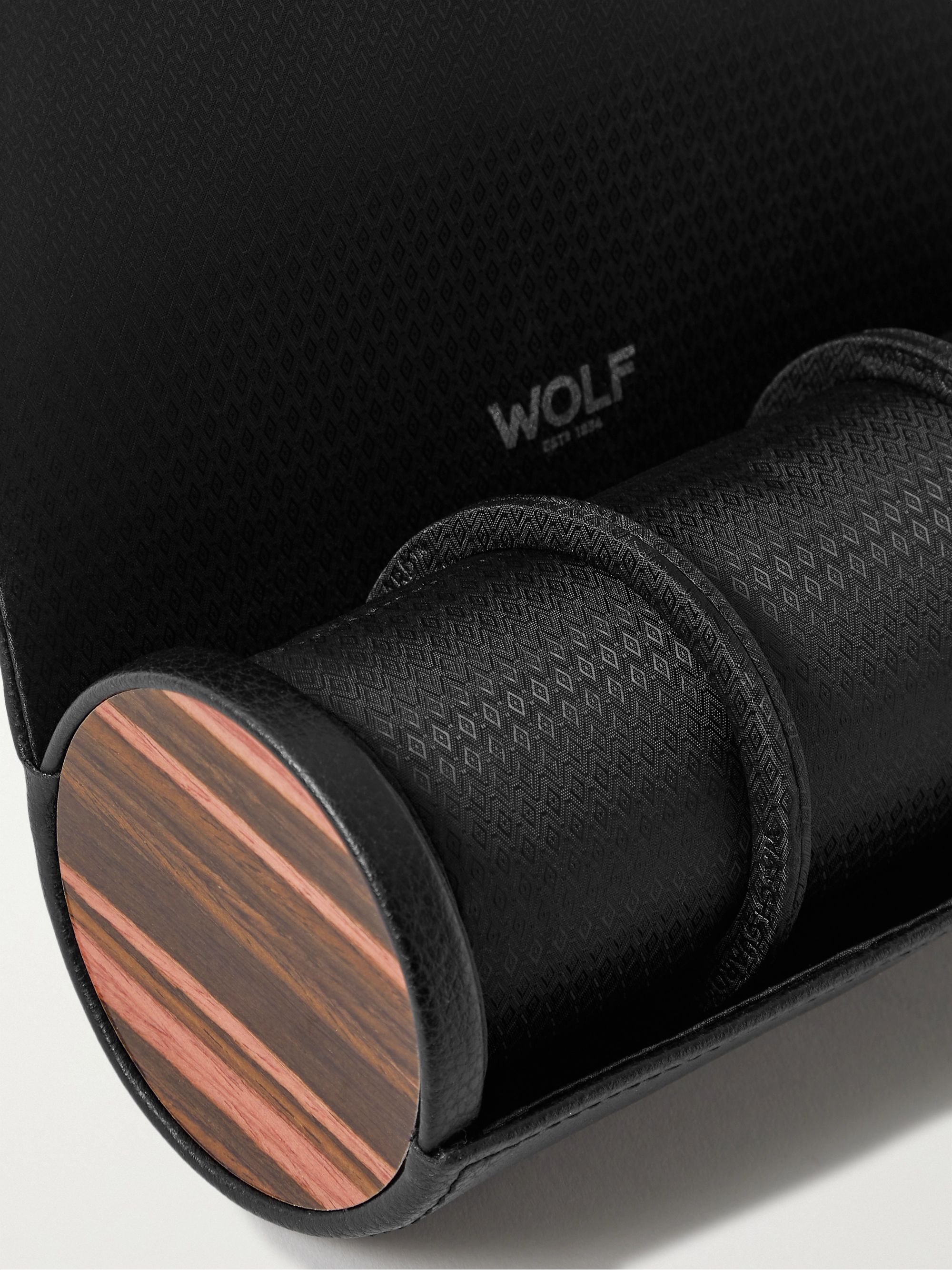 WOLF Roadster Full-Grain Vegan Leather and Macassar Wood Watch Roll