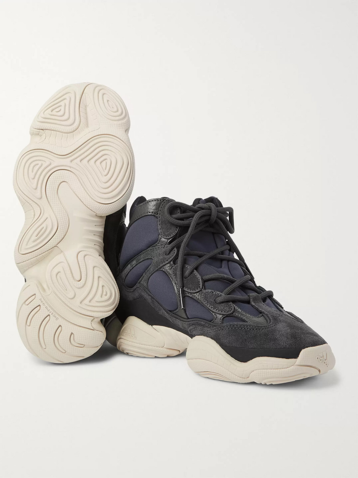 ADIDAS ORIGINALS YEEZY HIGH 500 NEOPRENE, SUEDE AND LEATHER HIGH-TOP SNEAKERS