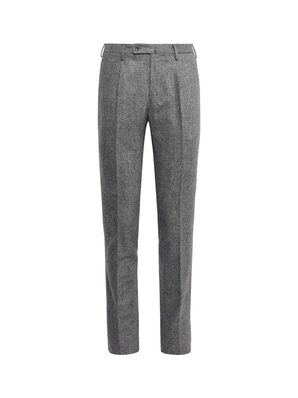 Incotex Slim-fit Pleated Stretch-wool Tweed Trousers In Gray