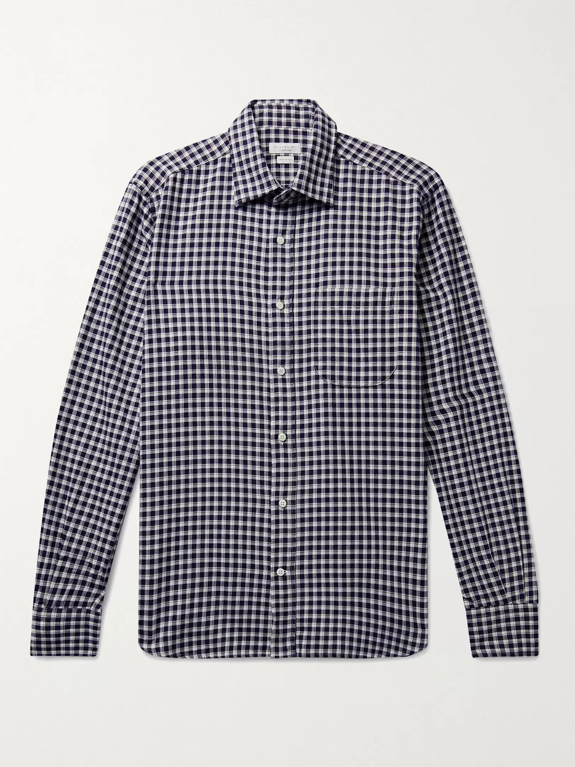 Incotex Checked Cotton-flannel Shirt In Blue