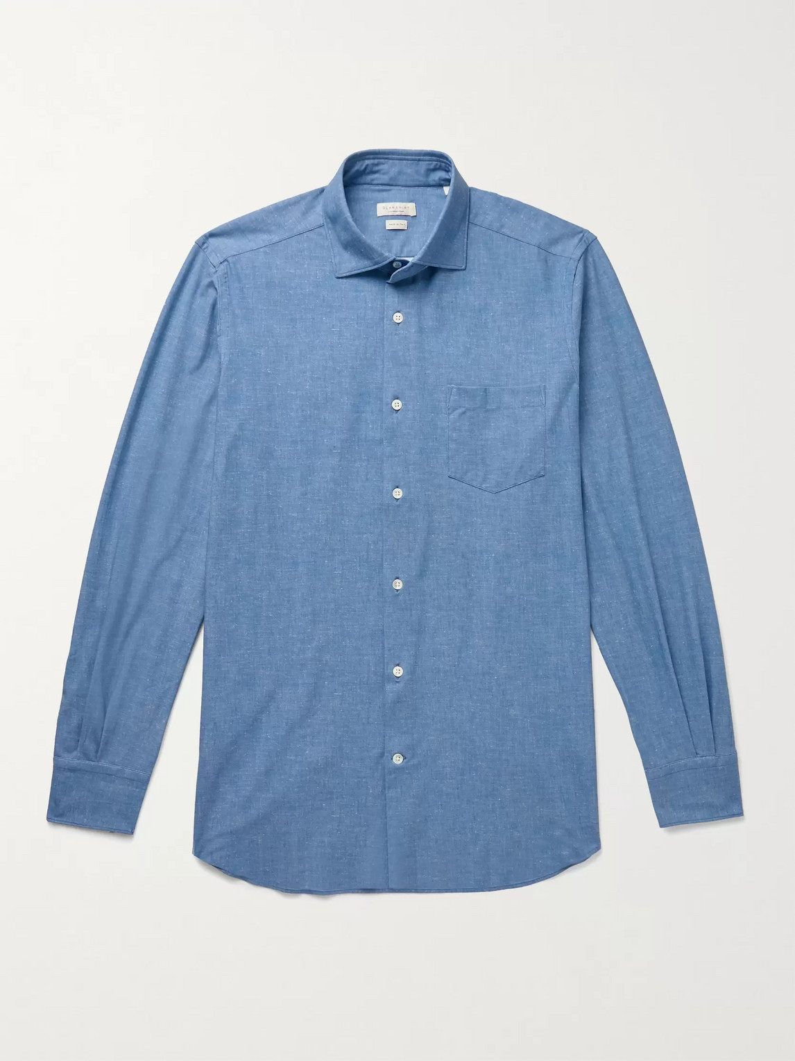 Incotex Fellini Slim-fit Stretch-chambray Shirt In Blue