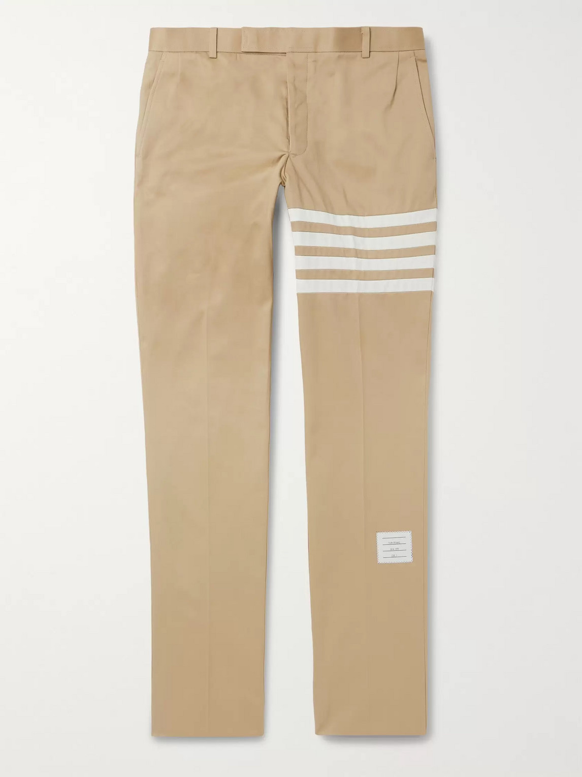 Thom Browne Slim-fit Cropped Striped Cotton-twill Trousers In Brown