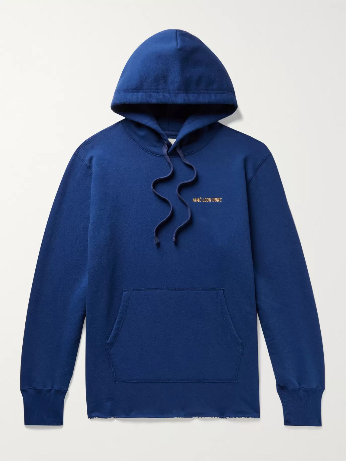 Aimé Leon Dore Logo-embroidered Loopback Cotton-jersey Hoodie In Blue