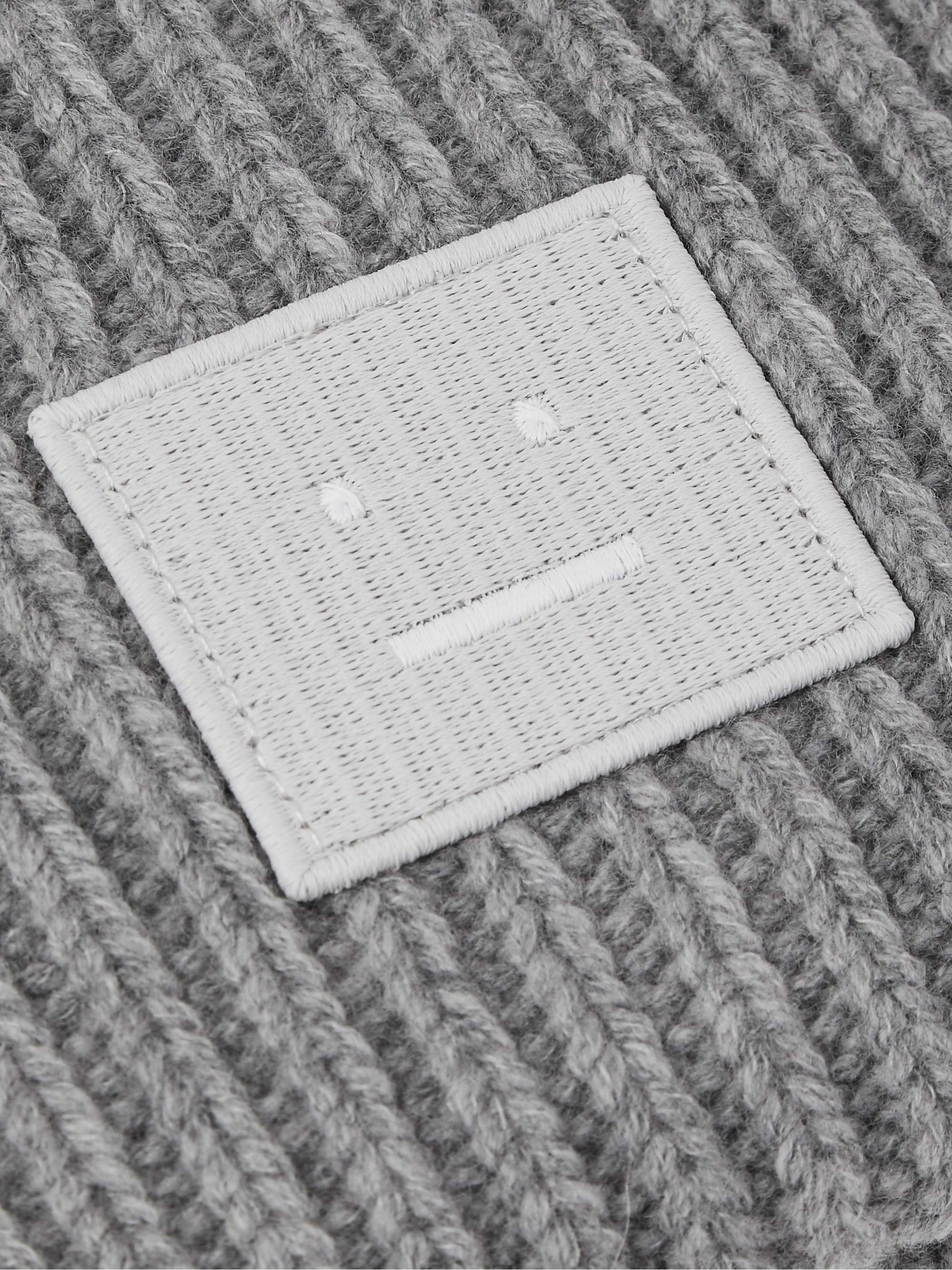 ACNE STUDIOS Logo-Appliquéd Ribbed Wool Beanie