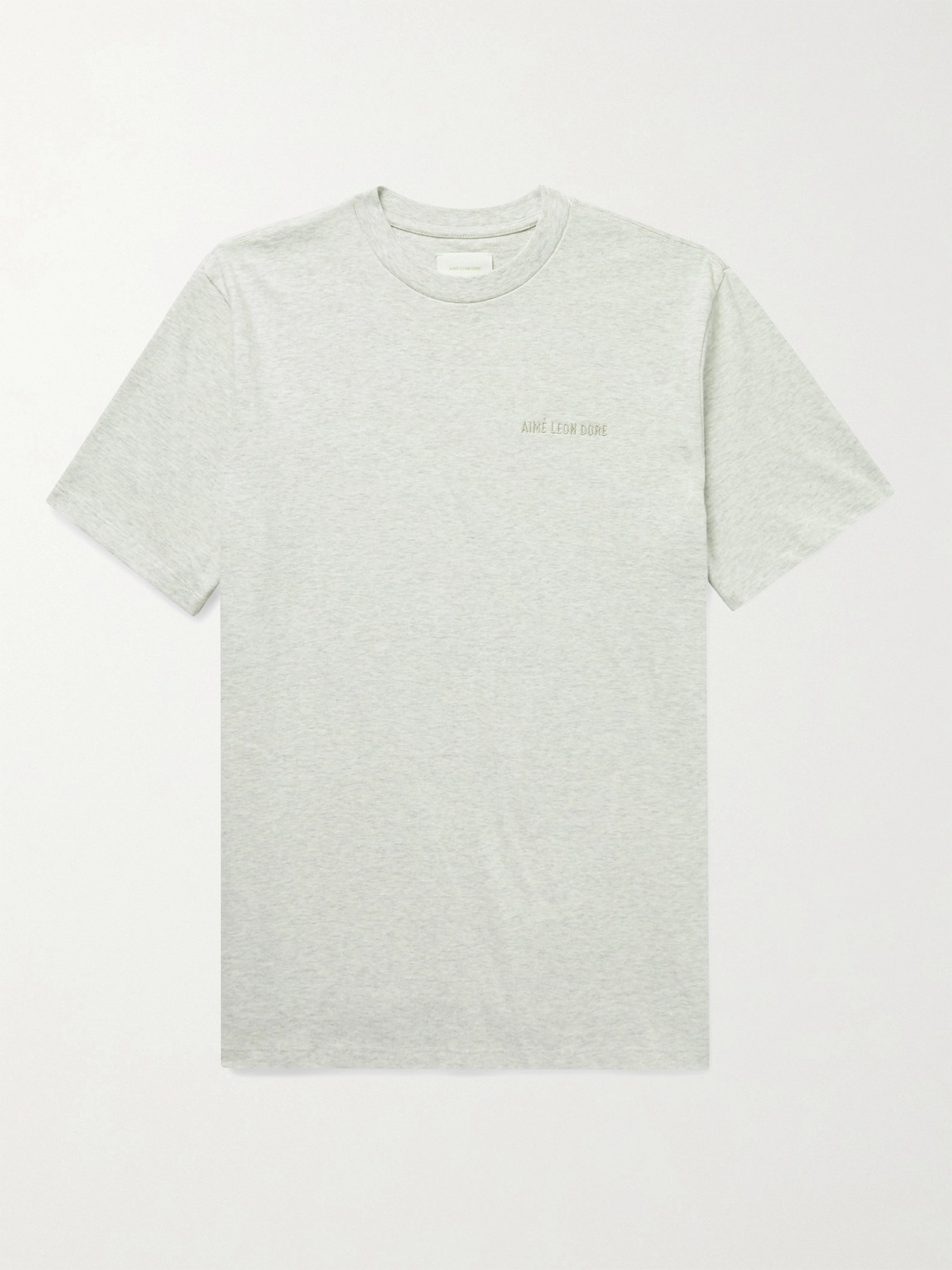 Aimé Leon Dore Uniform Logo-embroidered Mélange Cotton-jersey T-shirt In Gray
