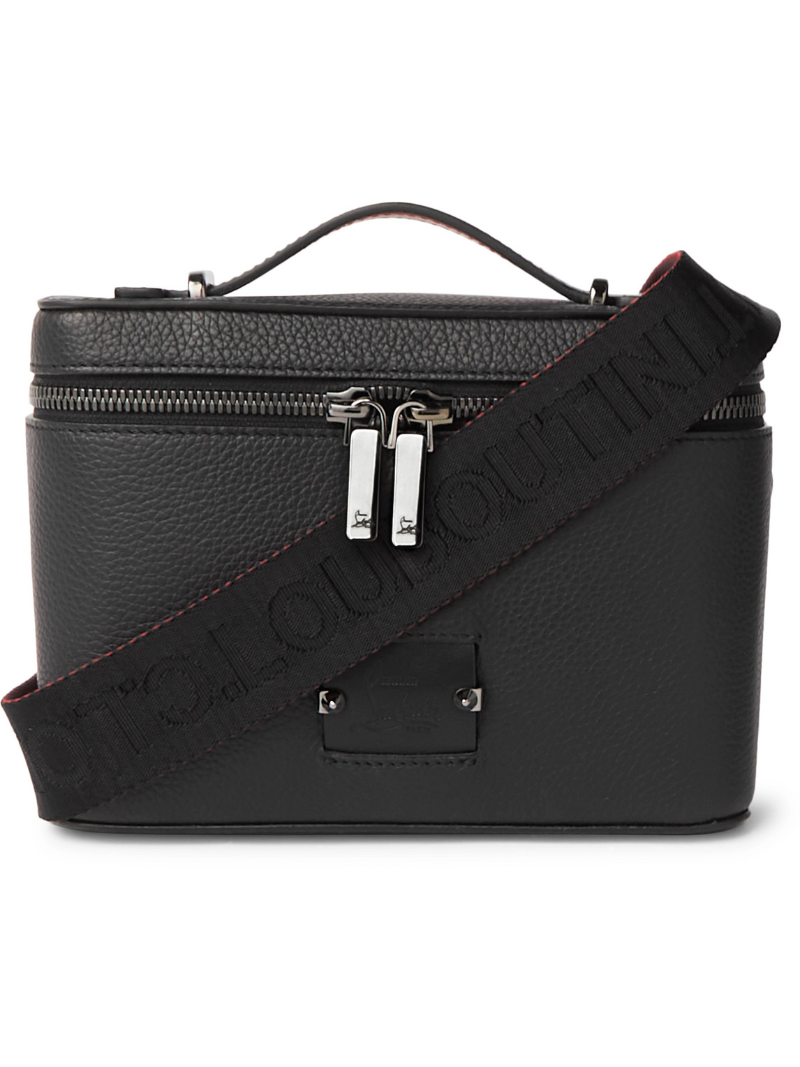 Christian Louboutin Kepipouch Rubber-panelled Full-grain Leather Messenger Bag In Black