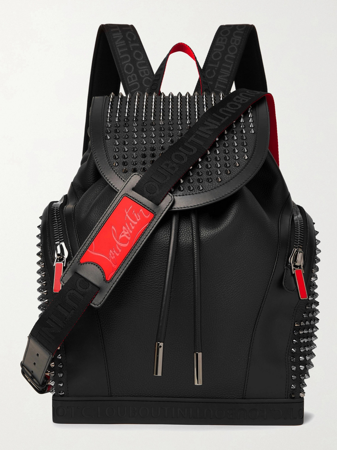 Explorafunk Spiked Rubber-Trimmed Full-Grain Leather Backpack