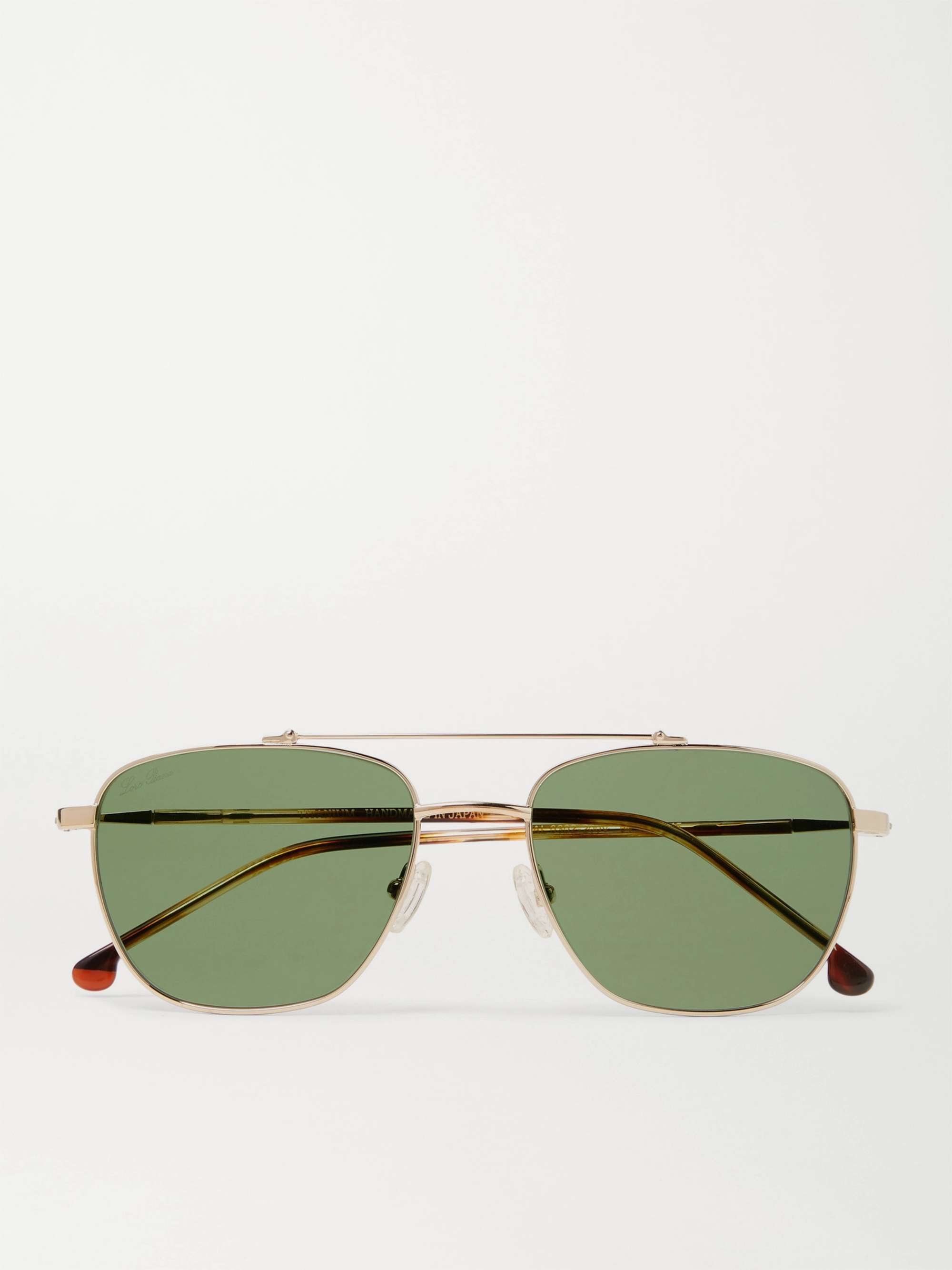 LORO PIANA Open 54 Aviator-Style Gold-Tone Titanium and Tortoiseshell Acetate Polarised Sunglasses