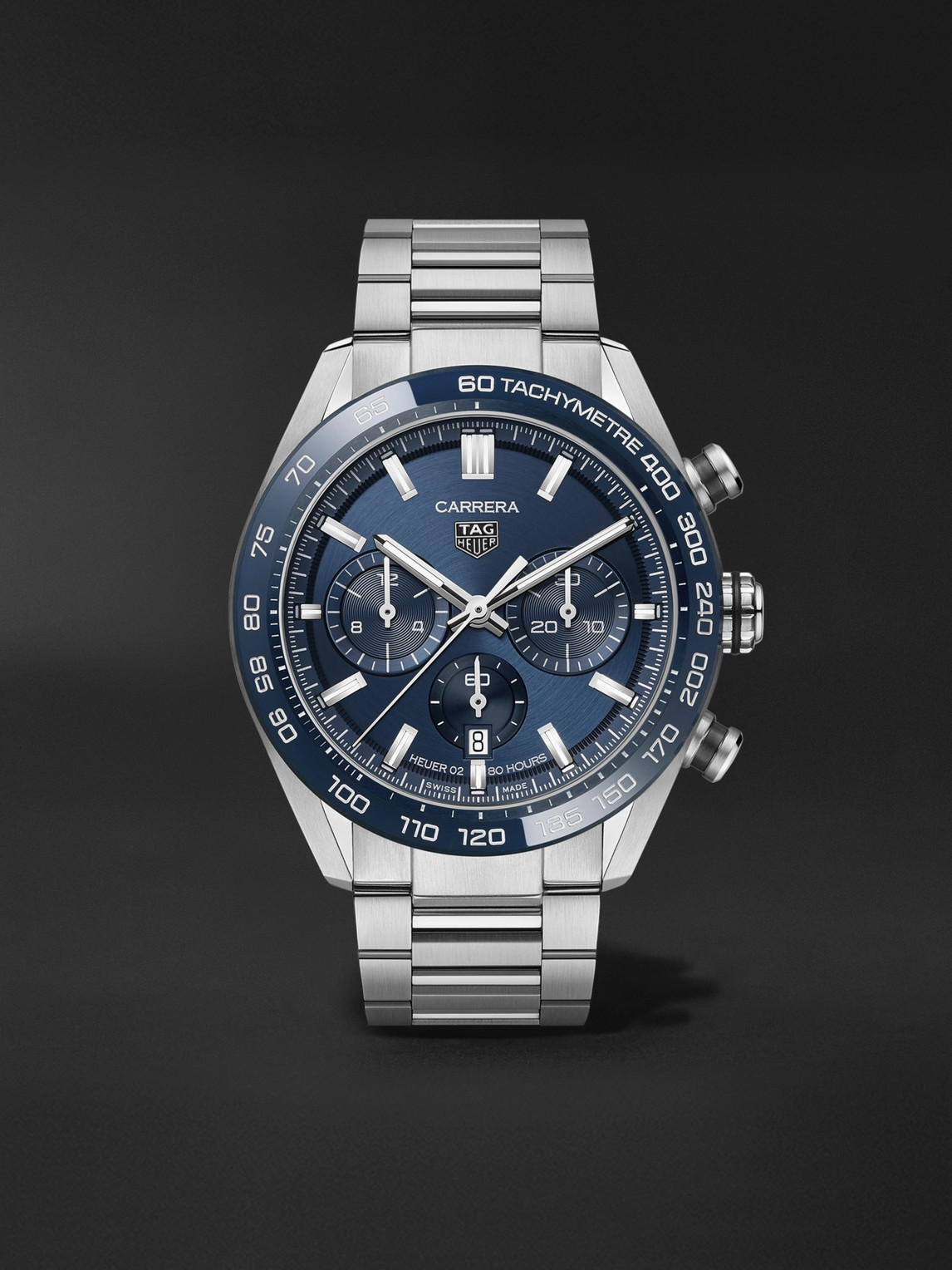 Tag Heuer Carrera Automatic Chronograph 44mm Stainless Steel Watch, Ref. No. Cbn2a1a.ba643 In Blue