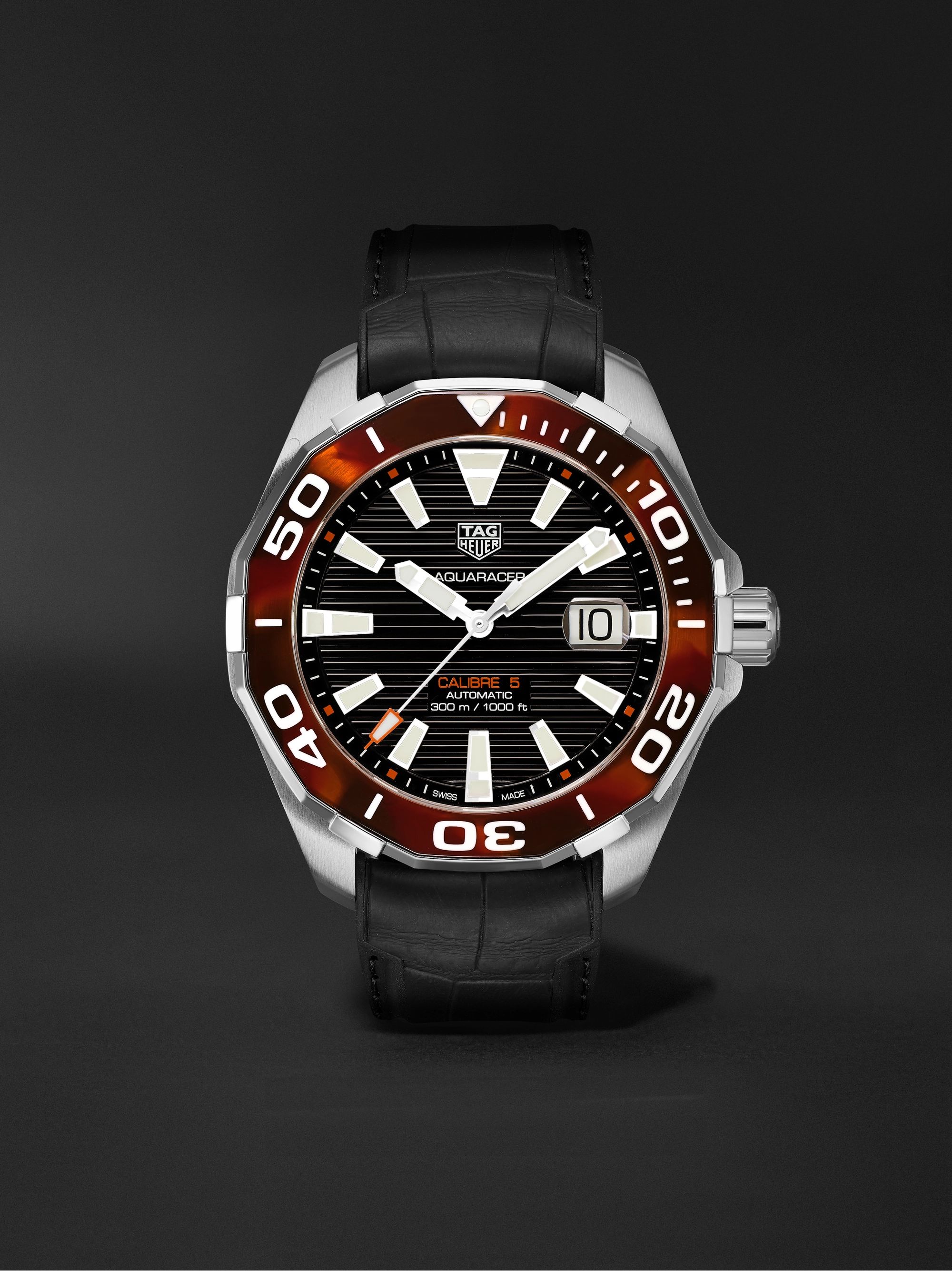TAG Heuer Aquaracer Automatic 43mm Stainless Steel and Croc-Effect Rubber Watch, Ref. No. WAY201N.FT6177