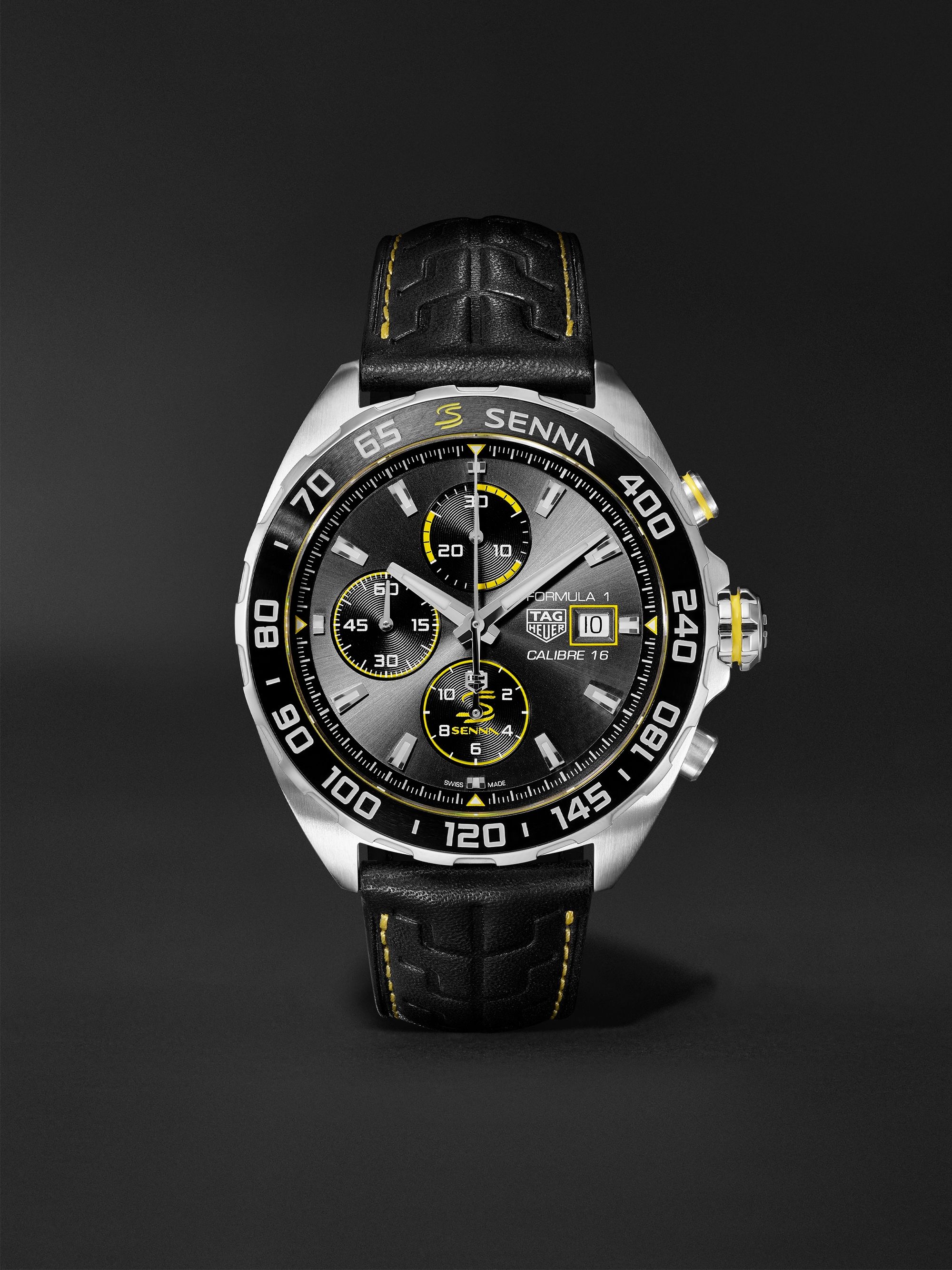 TAG Heuer Formula 1 x Senna Chronograph 44mm Stainless Steel and Leather Watch, Ref. No. CAZ201B.FC6487